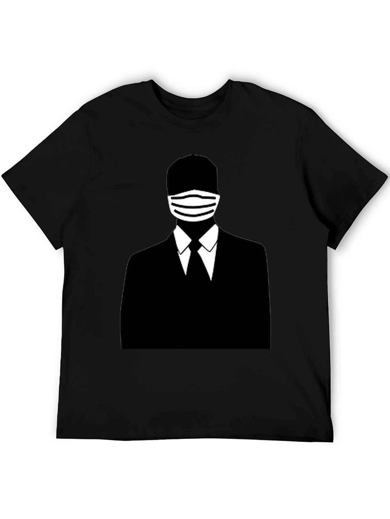 Masked Man Silhouette Graphic Tee - Black