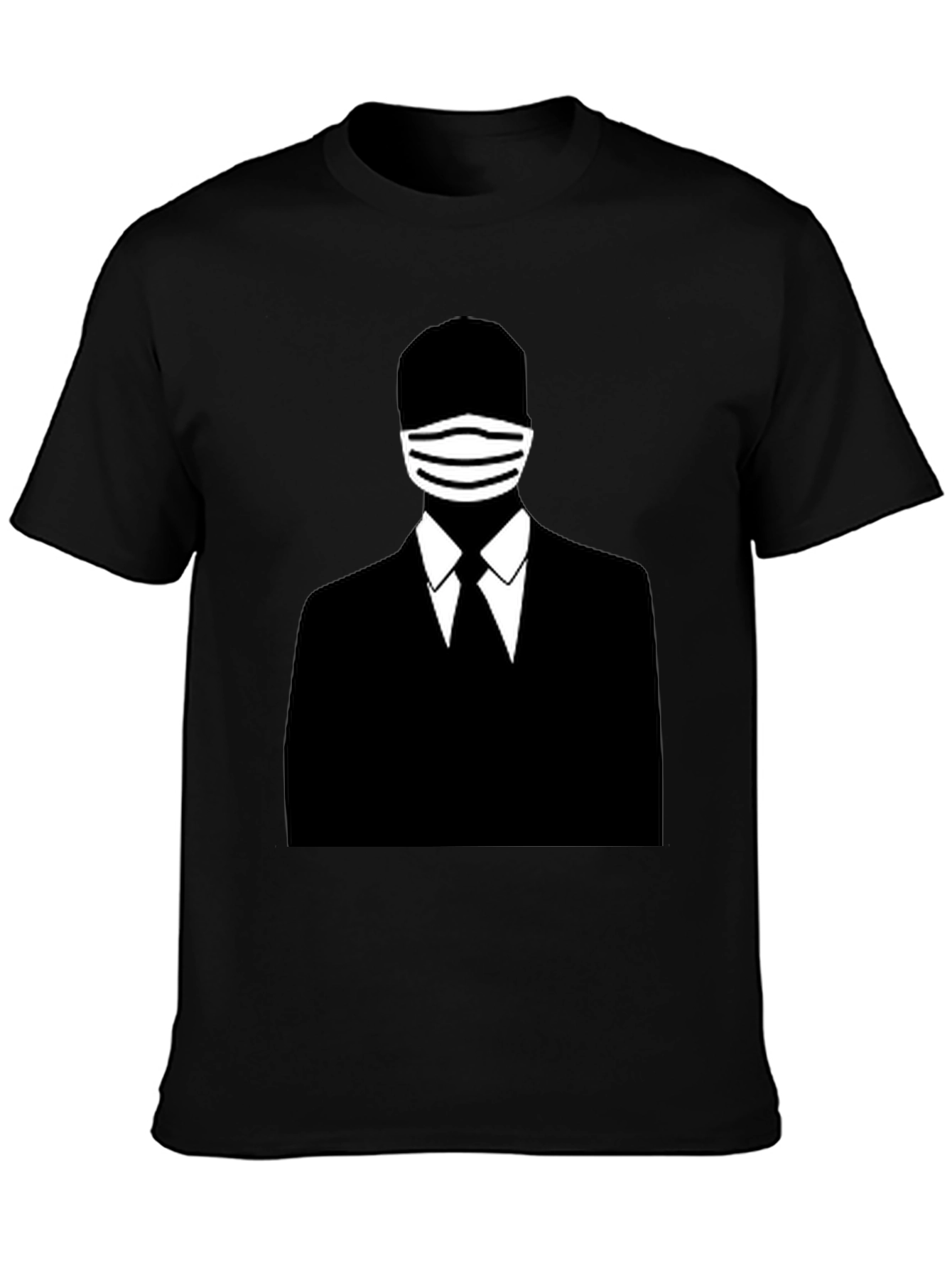 Masked Man Silhouette Graphic Tee - Black