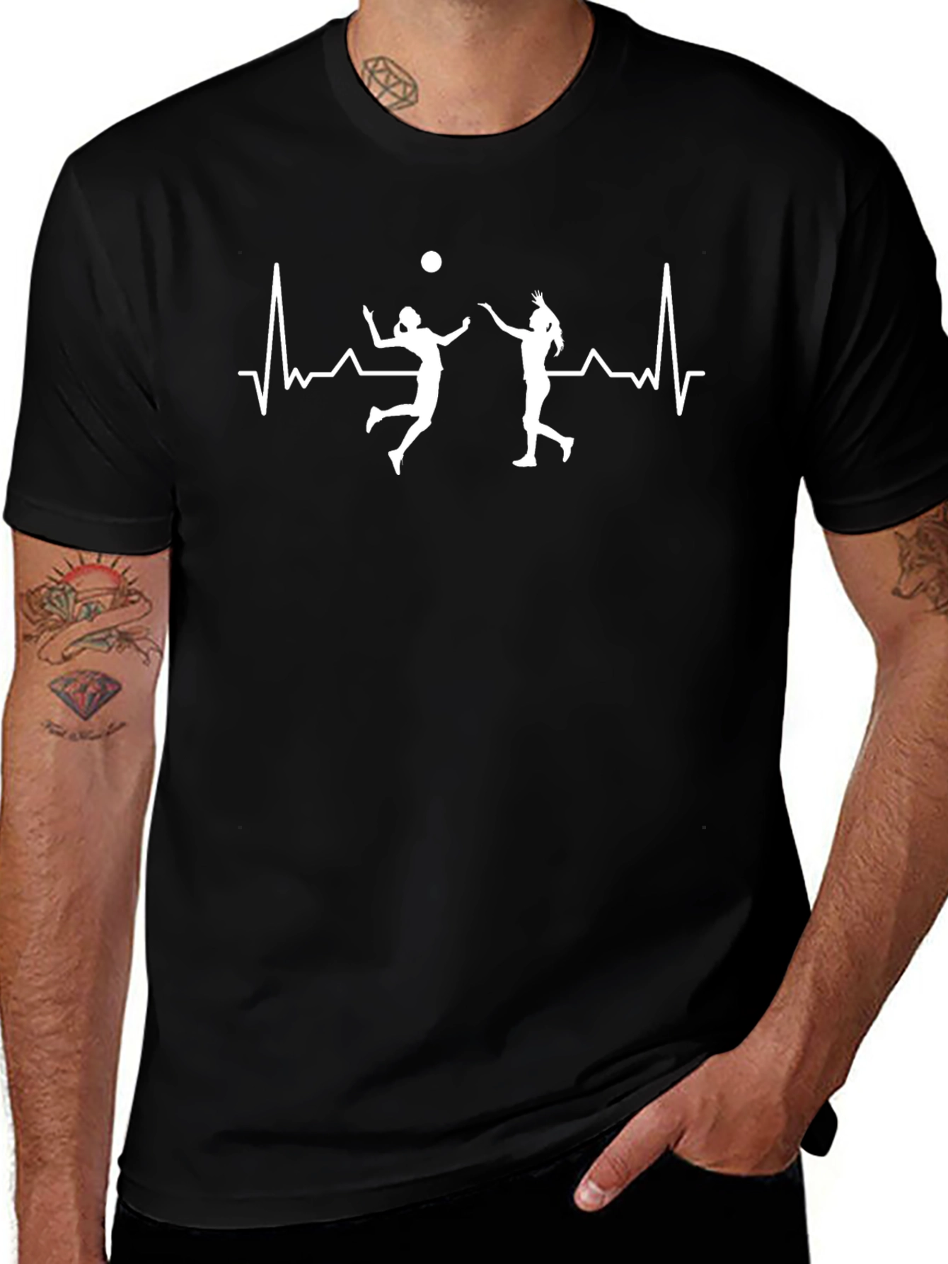 Volleyball Heartbeat Graphic T-Shirt