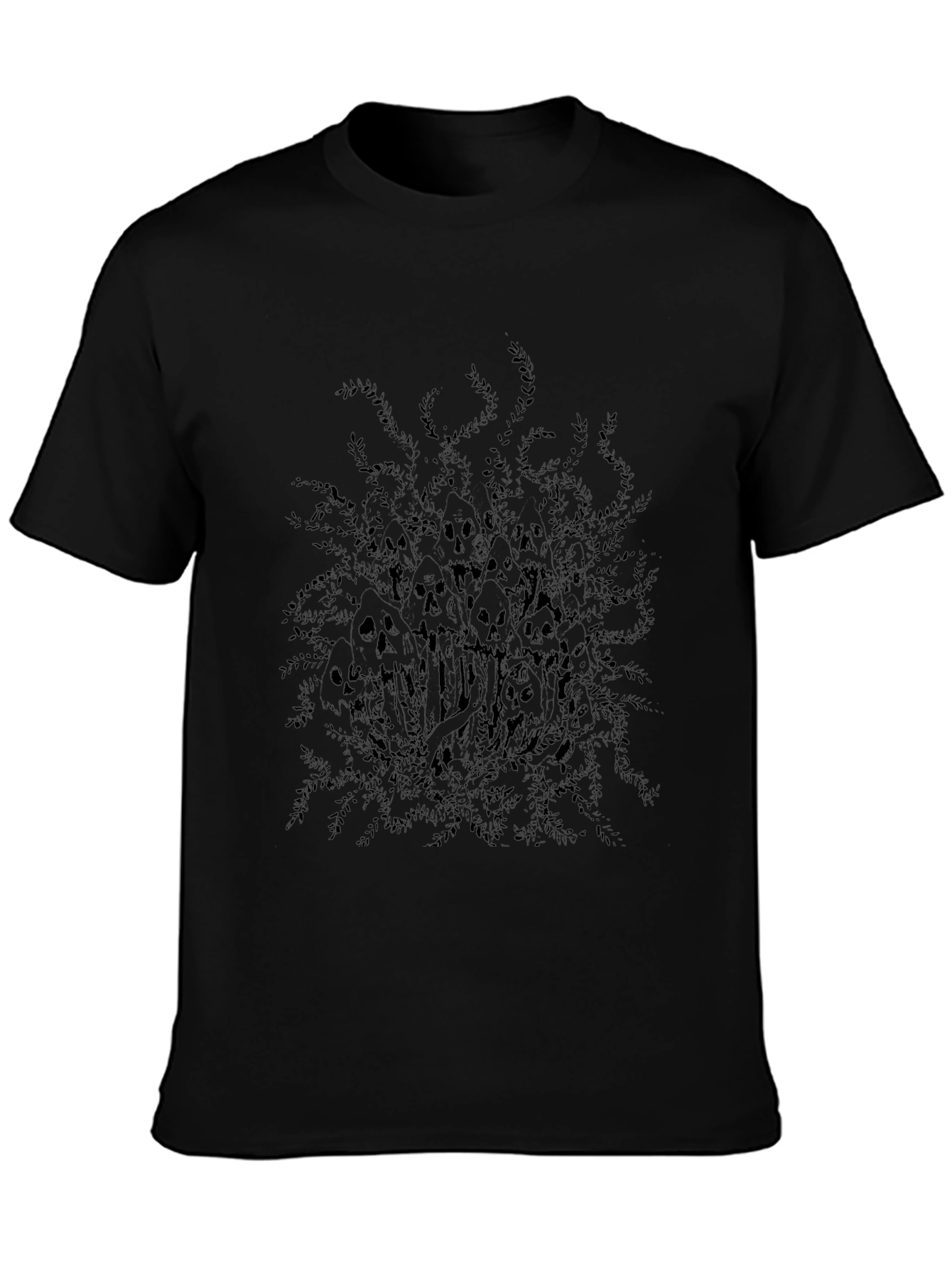 Skull & Foliage Graphic Black Tee