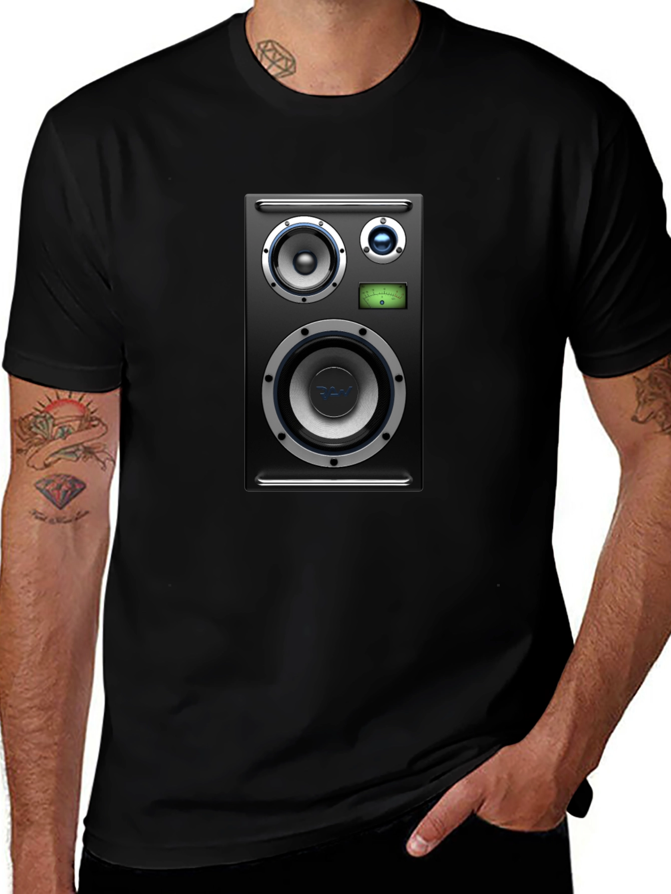Speaker Graphic Tee - Black Cotton T-Shirt