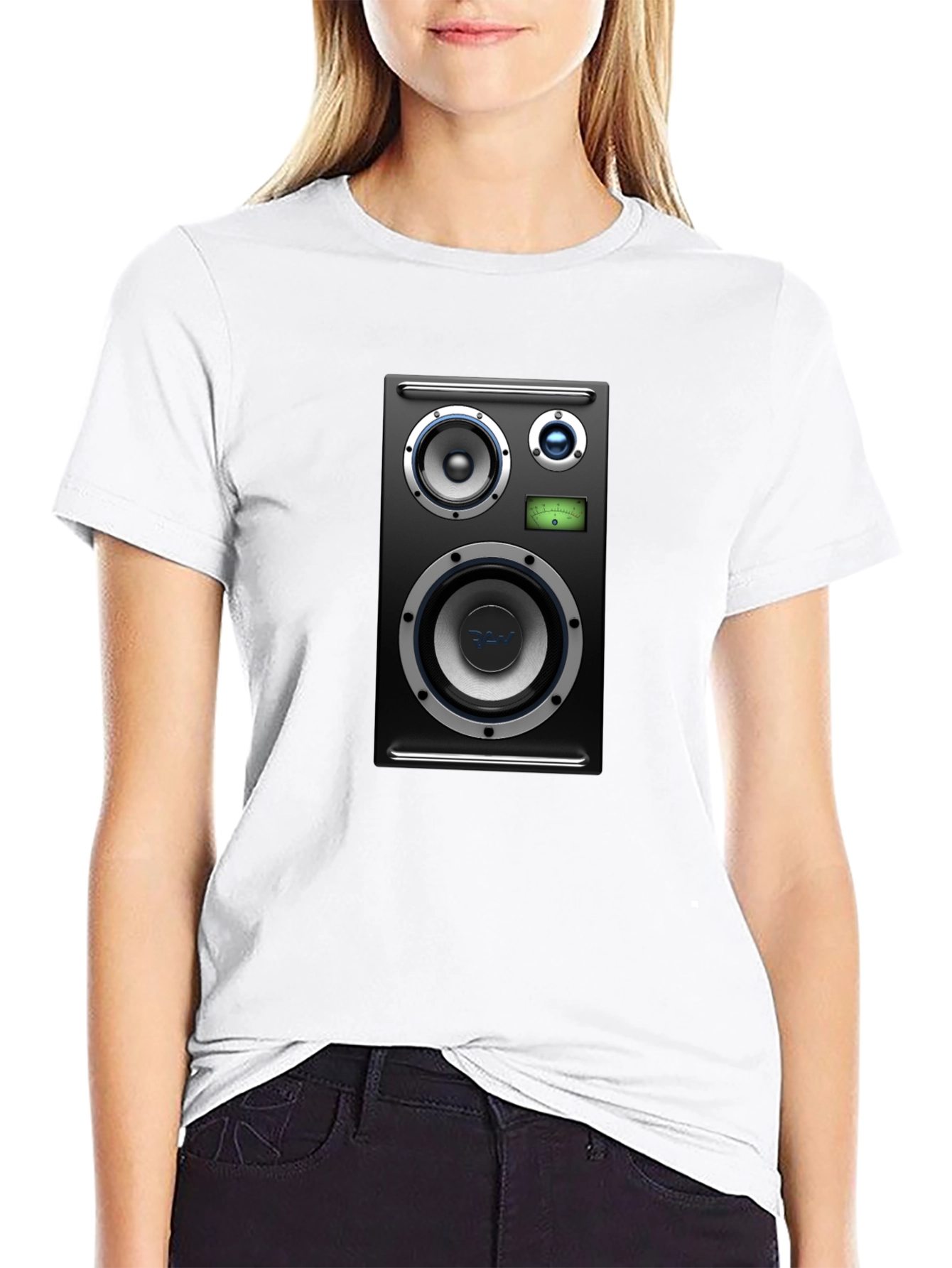 Speaker Graphic Tee - Black Cotton T-Shirt