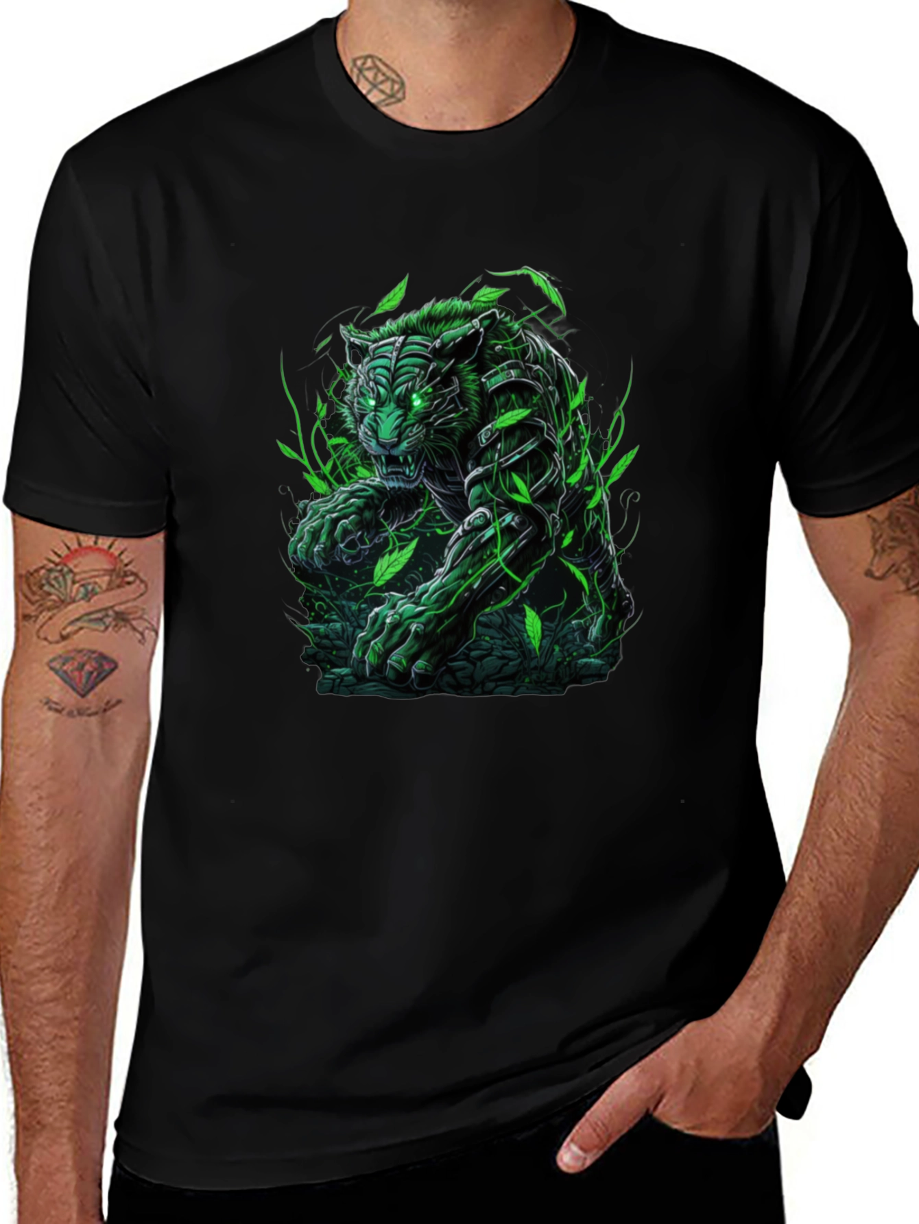 Green Tiger Graphic Tee - Unleash Your Wild Side!