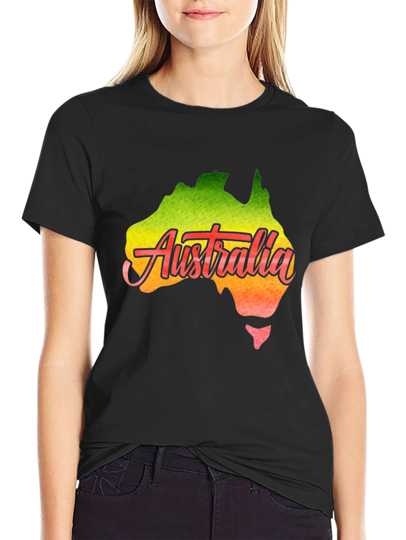 Australia Map T-Shirt - Black Cotton Graphic Tee