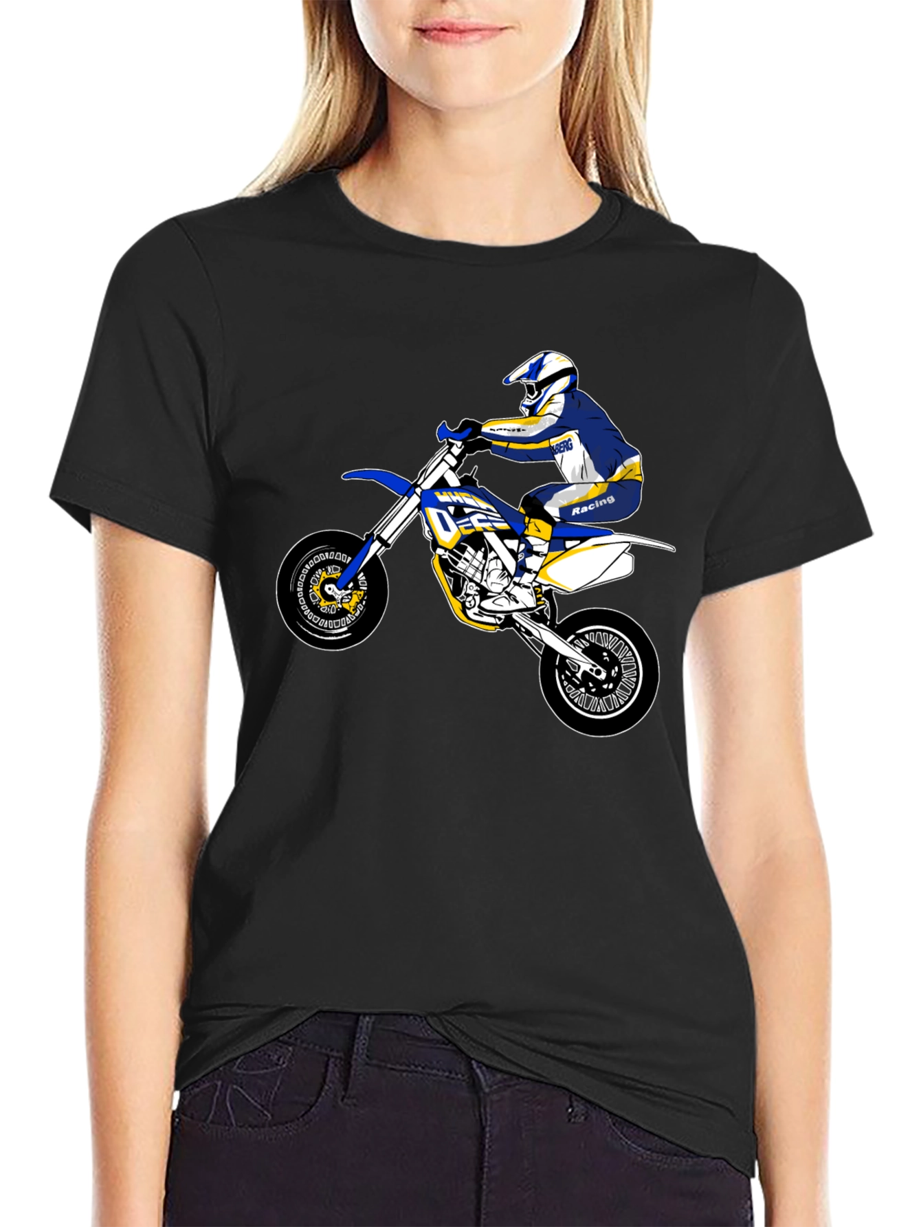 Dirt Bike Rider Graphic Tee - Black