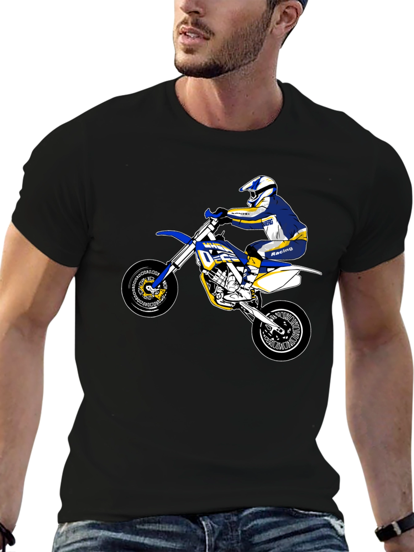 Dirt Bike Rider Graphic Tee - Black