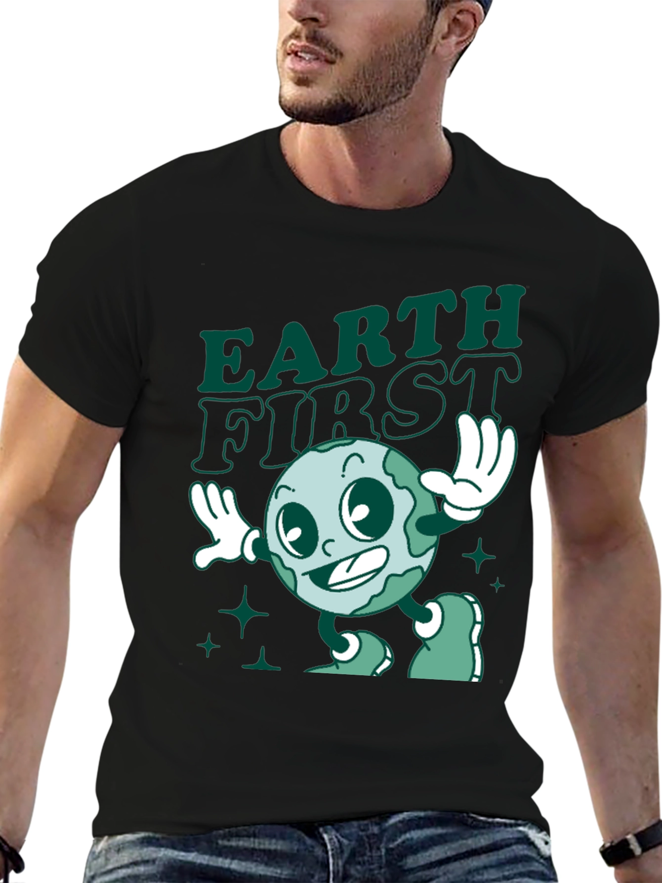 Earth First Cartoon T-Shirt - Retro Style