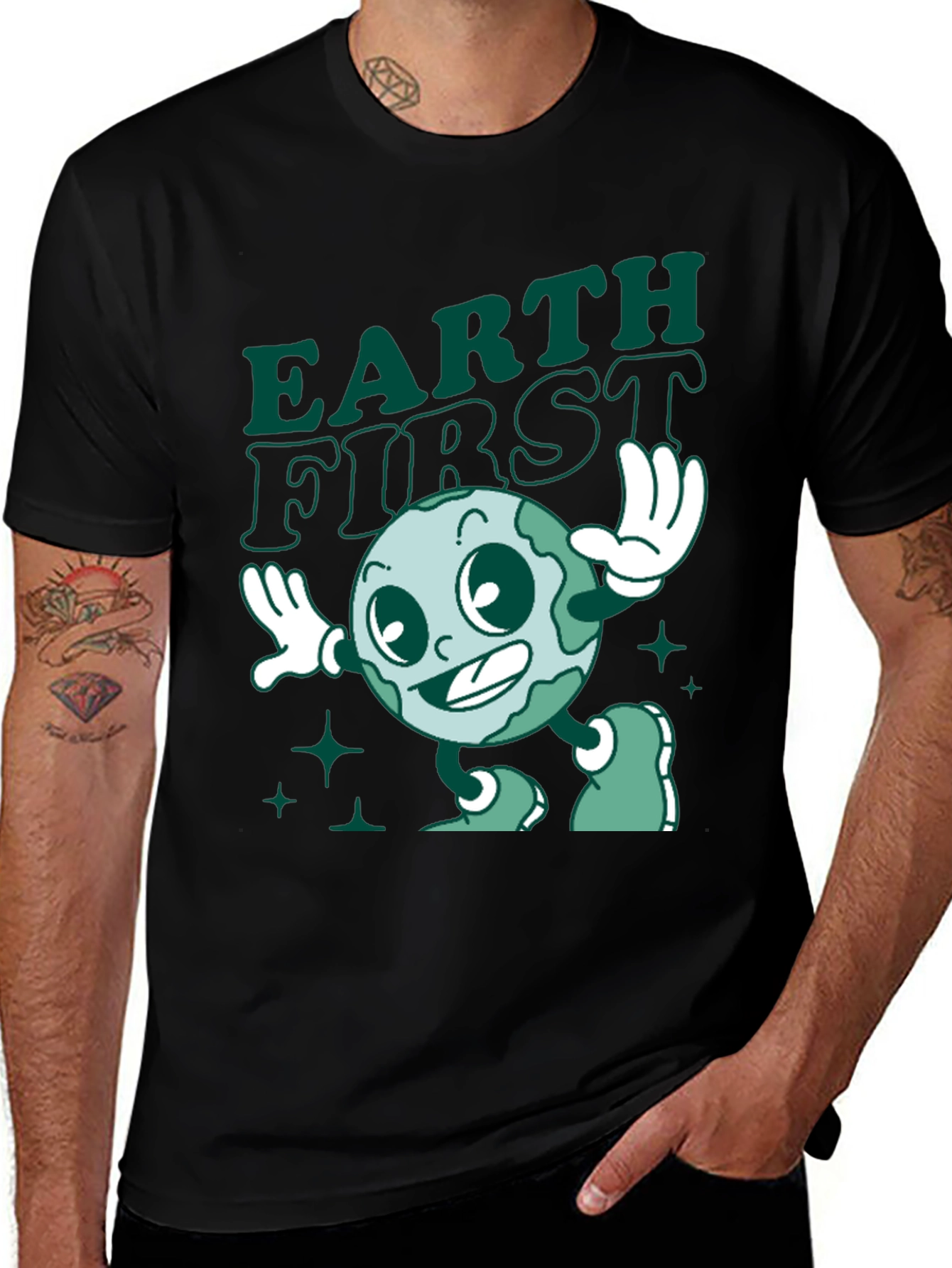 Earth First Cartoon T-Shirt - Retro Style