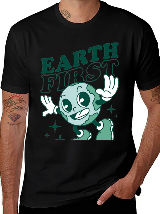 Earth First Cartoon T-Shirt - Retro Style