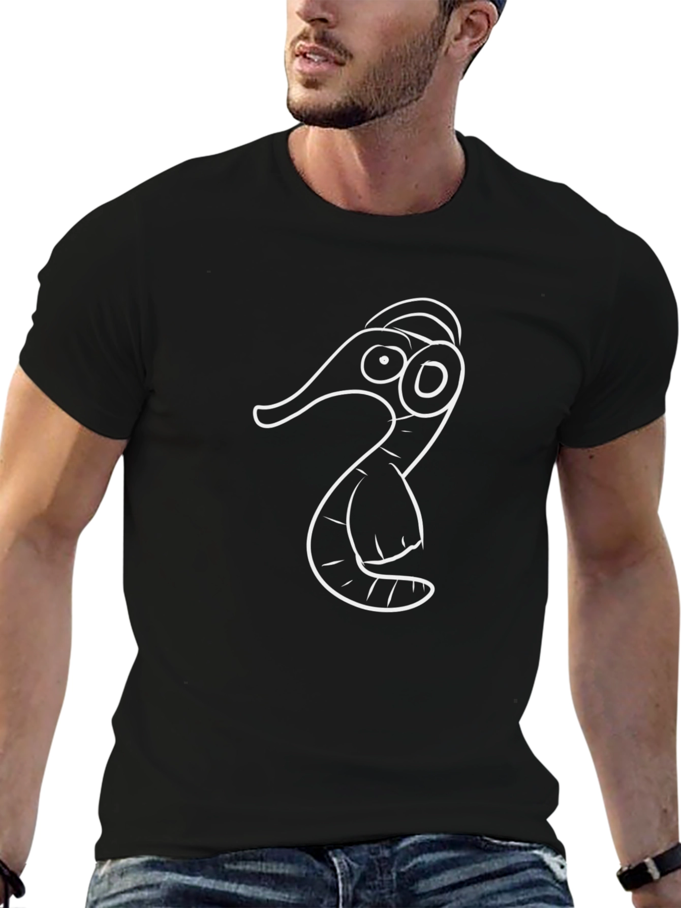 Cartoon Creature Graphic Black Tee