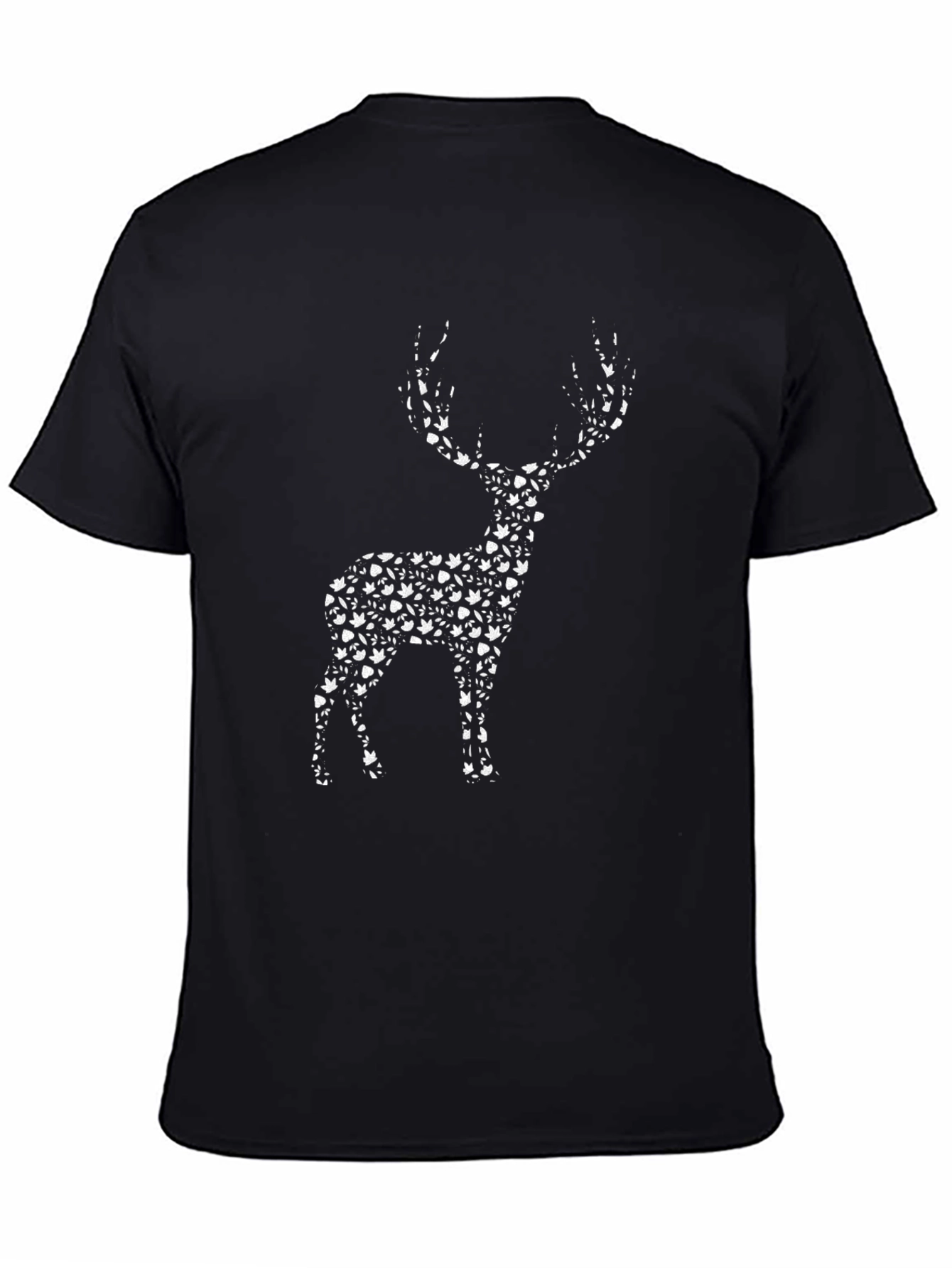 Nature Deer Graphic Tee - Black Cotton Shirt