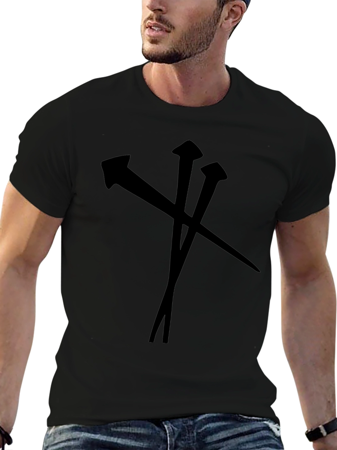 Black T-Shirt with Nail Graphic