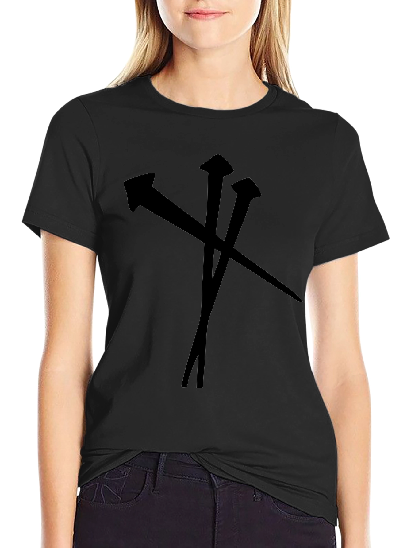 Black T-Shirt with Nail Graphic