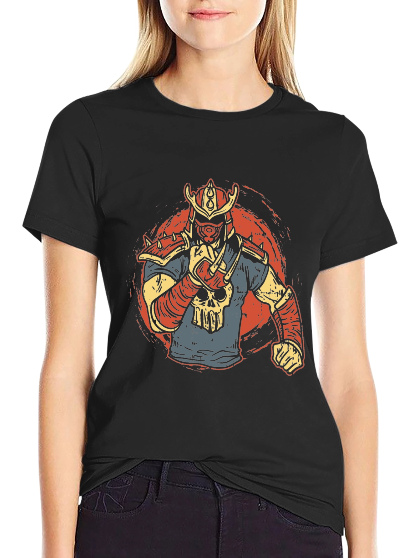 Samurai Skull Graphic Tee - Unique Design