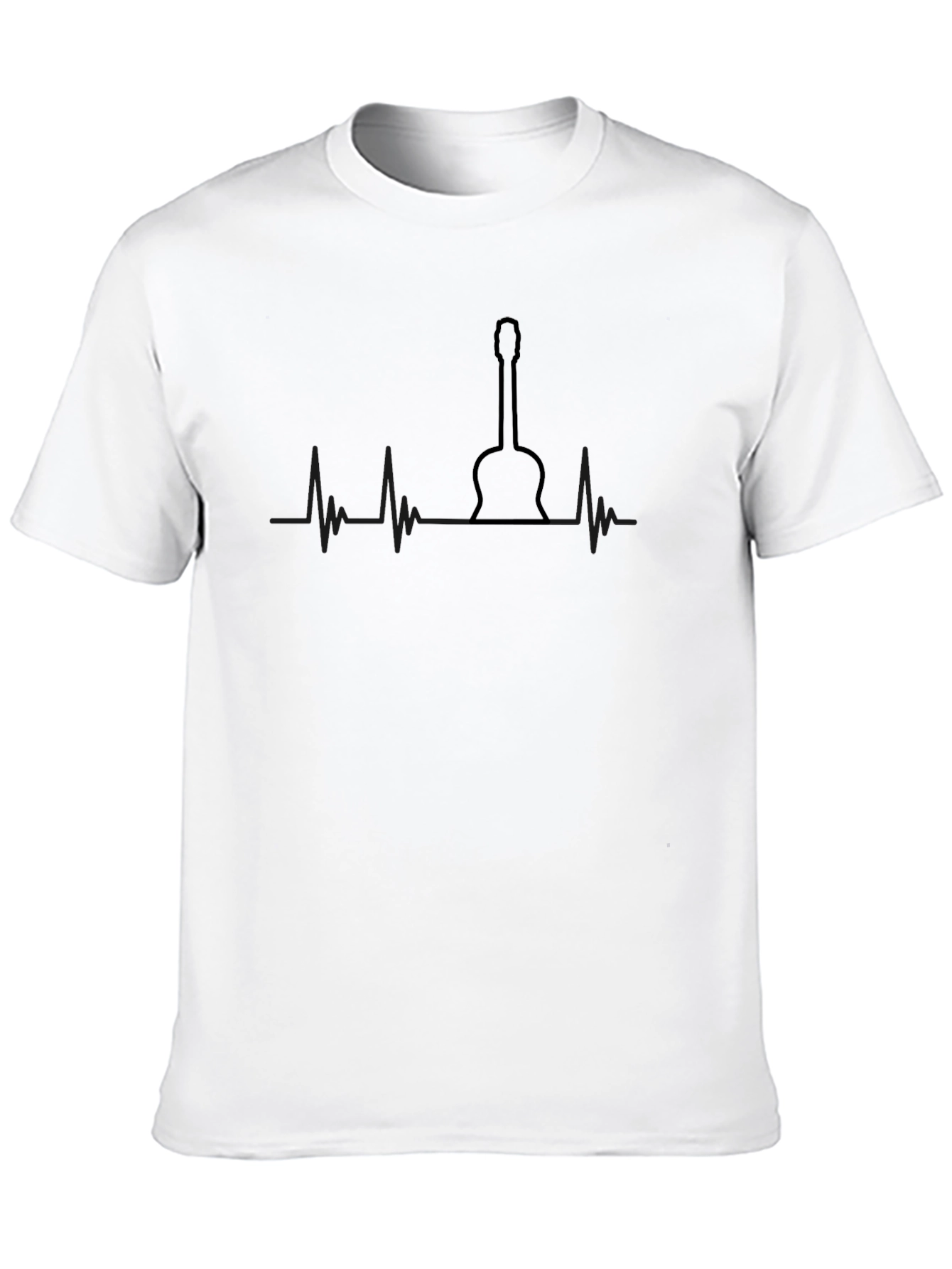 Guitar Heartbeat Black T-Shirt - Music Lover Tee
