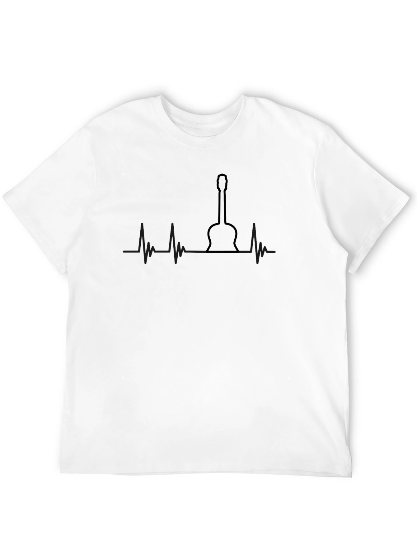 Guitar Heartbeat Black T-Shirt - Music Lover Tee