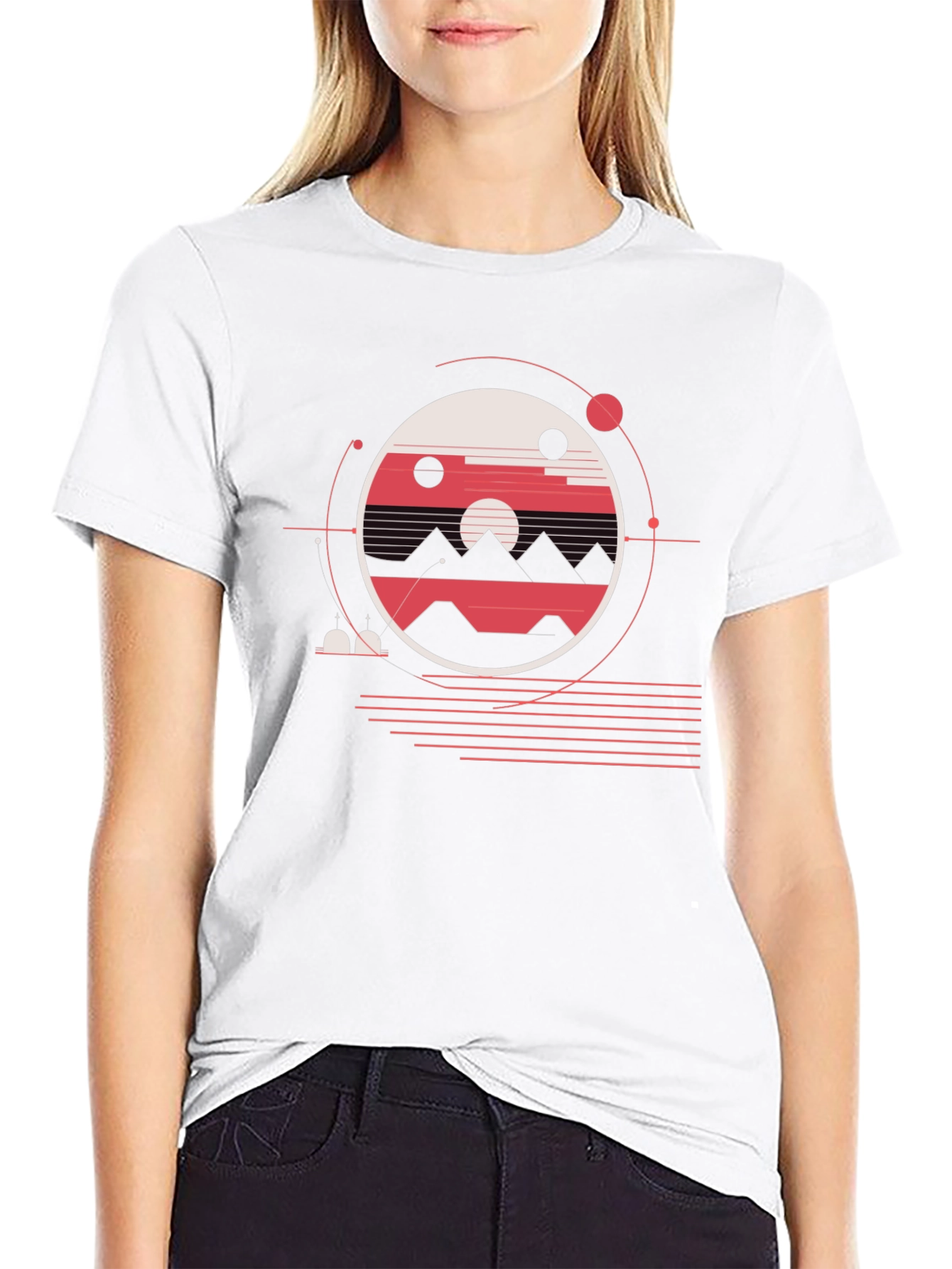 Geometric Mountainscape Graphic Tee - Modern Style