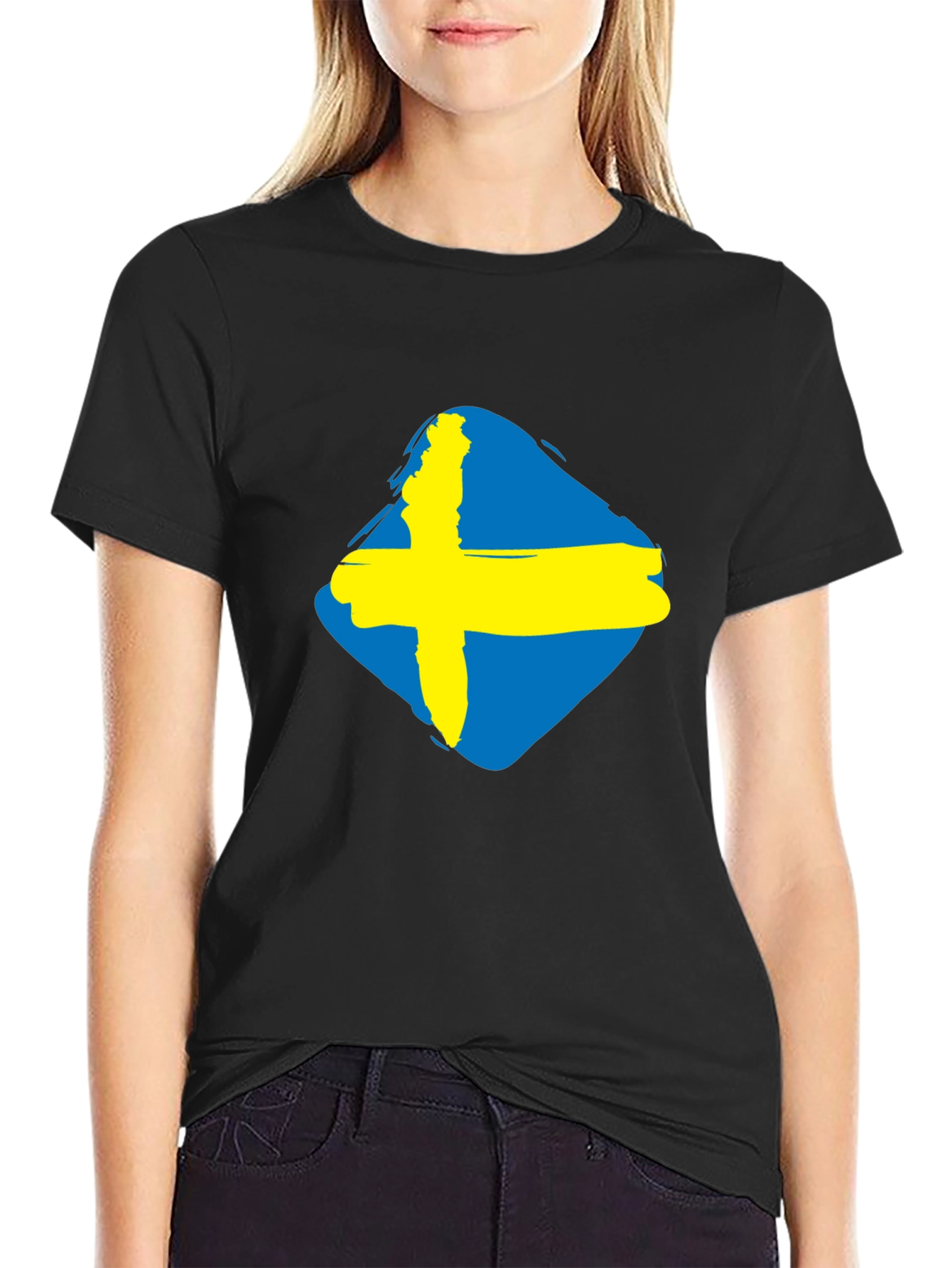 Swedish Flag Graphic Tee - Distressed Style