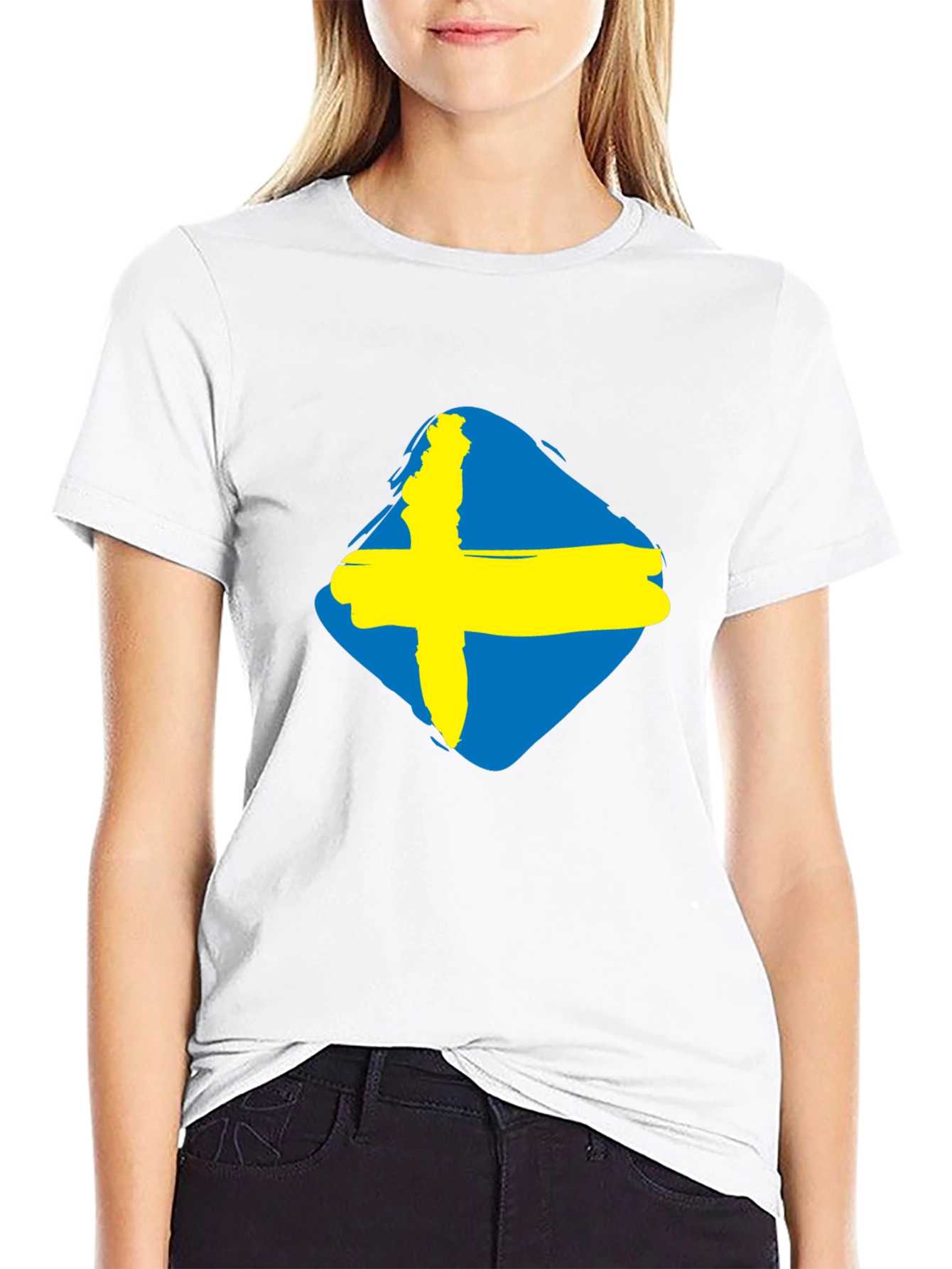 Swedish Flag Graphic Tee - Distressed Style