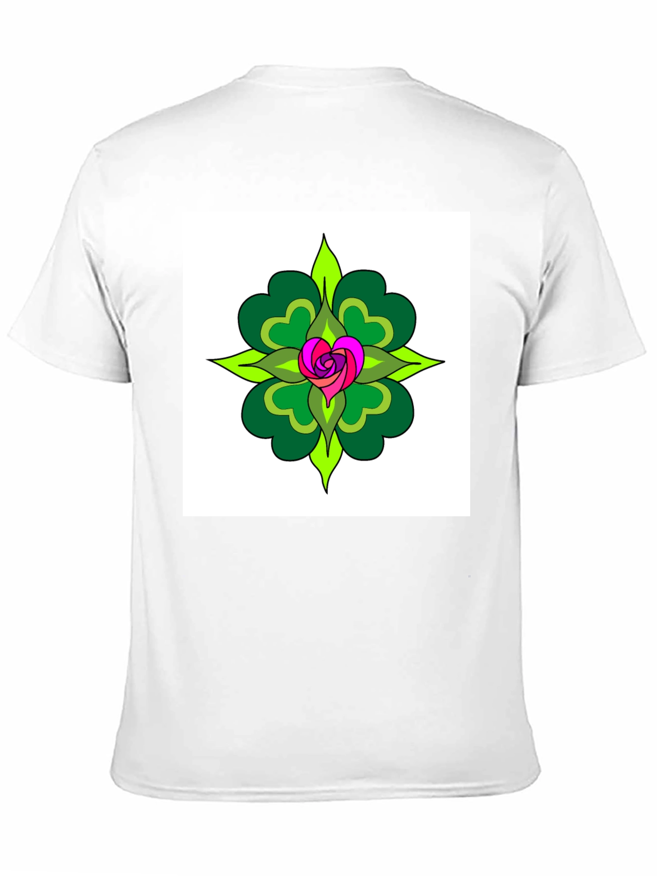 Floral Heart Mandala Black T-Shirt