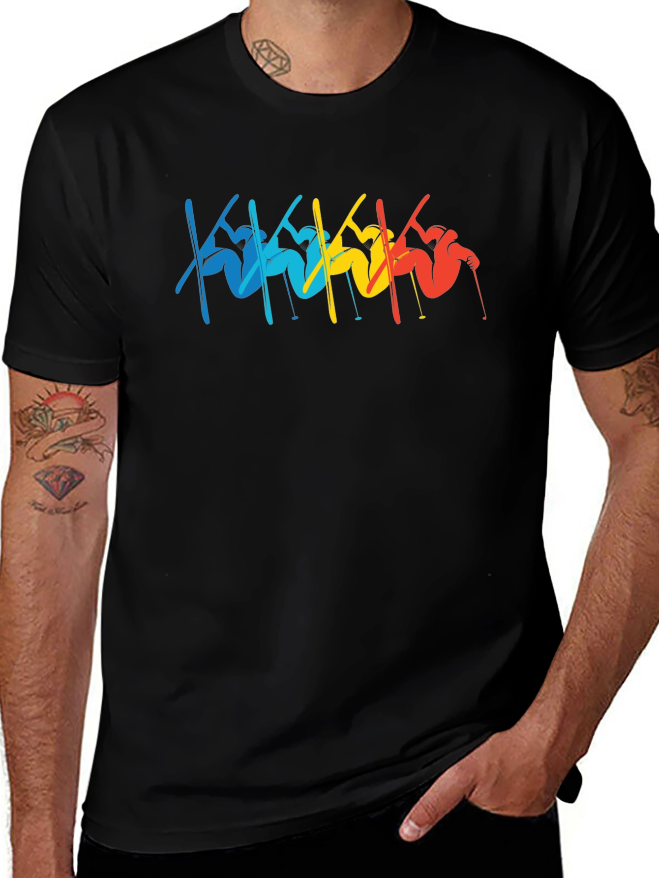 Retro Skiing T-Shirt - Black