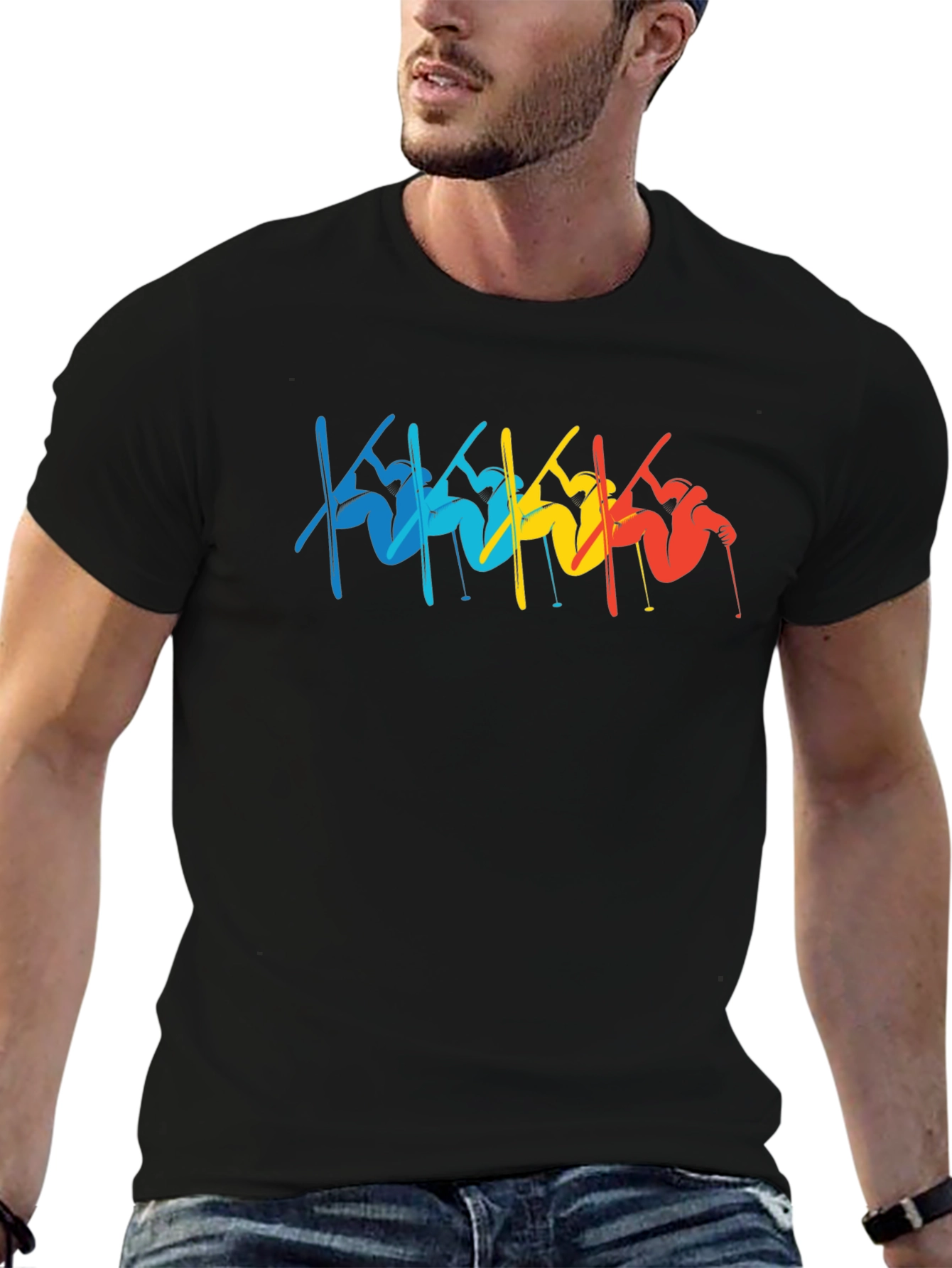 Retro Skiing T-Shirt - Black