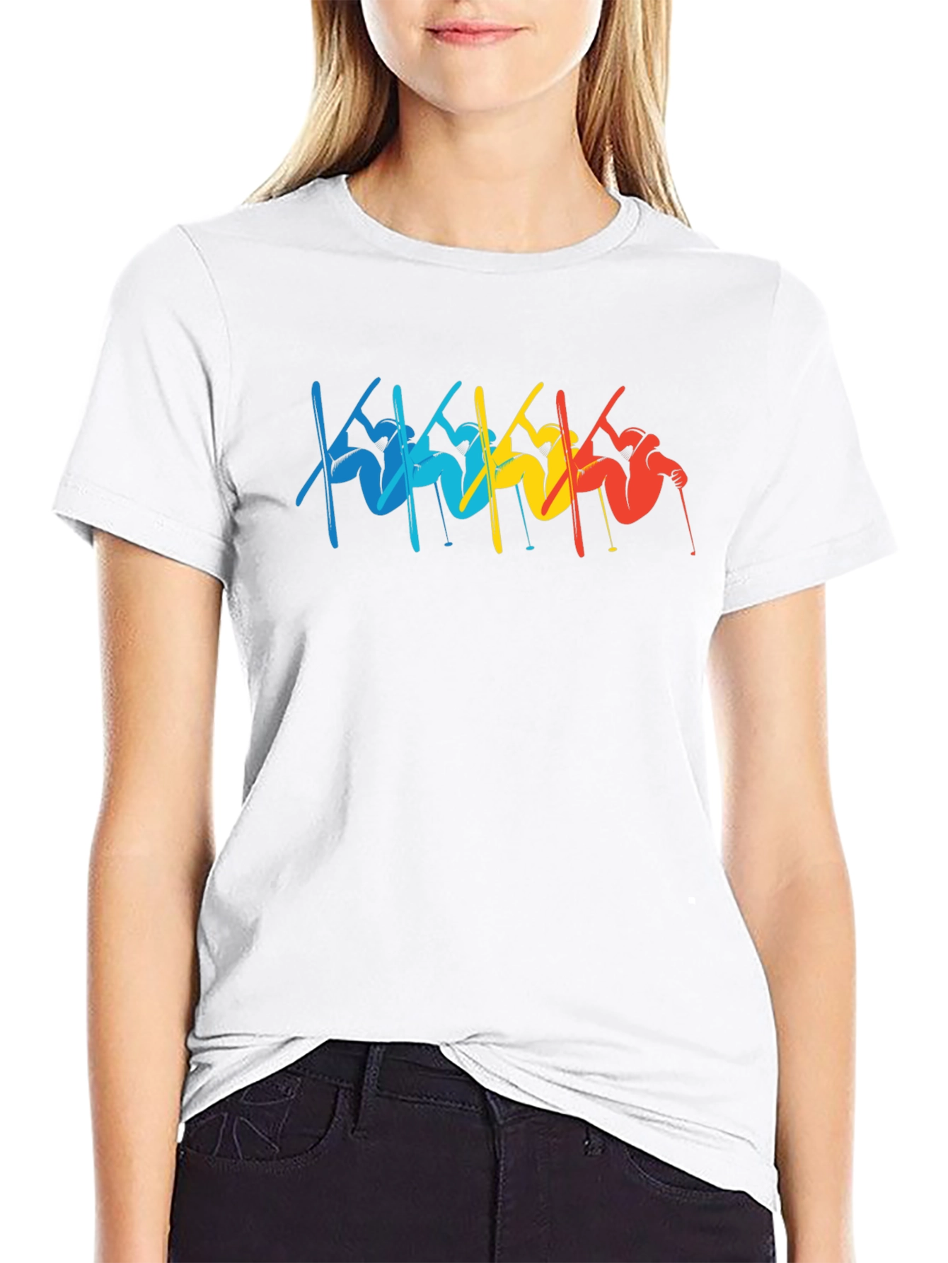 Retro Skiing T-Shirt - Black