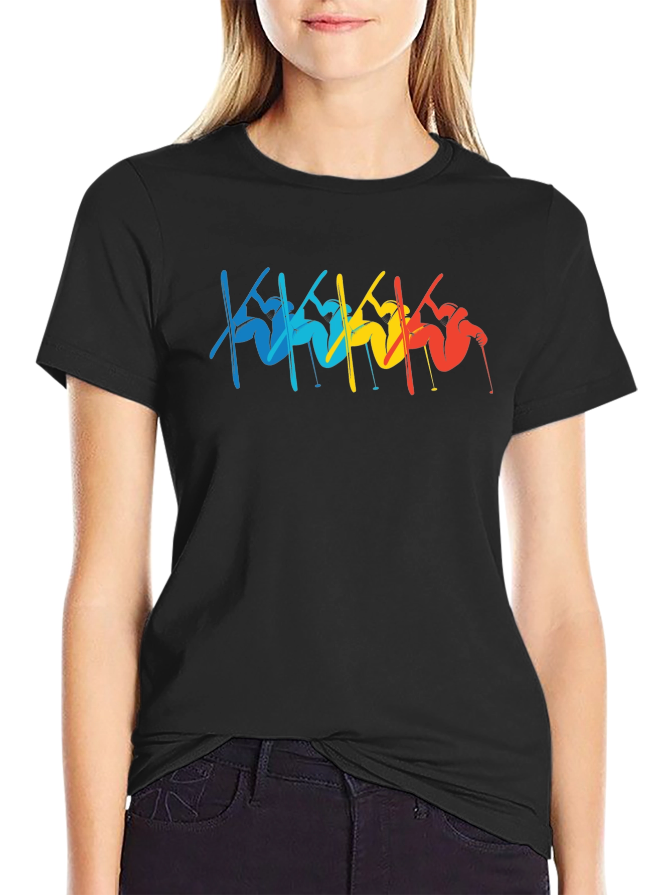 Retro Skiing T-Shirt - Black