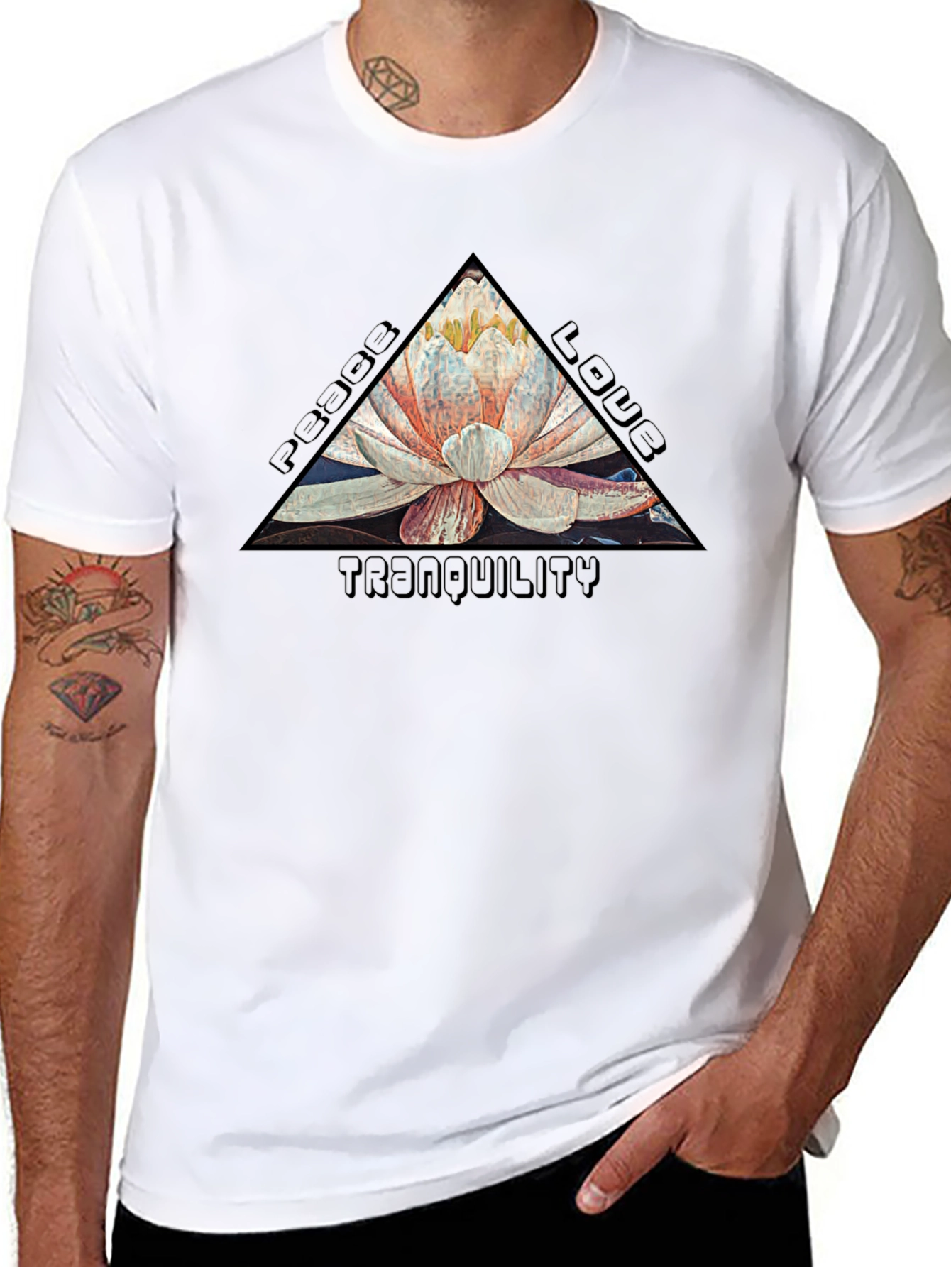 Peace Love Tranquility Lotus Flower Graphic T-Shirt