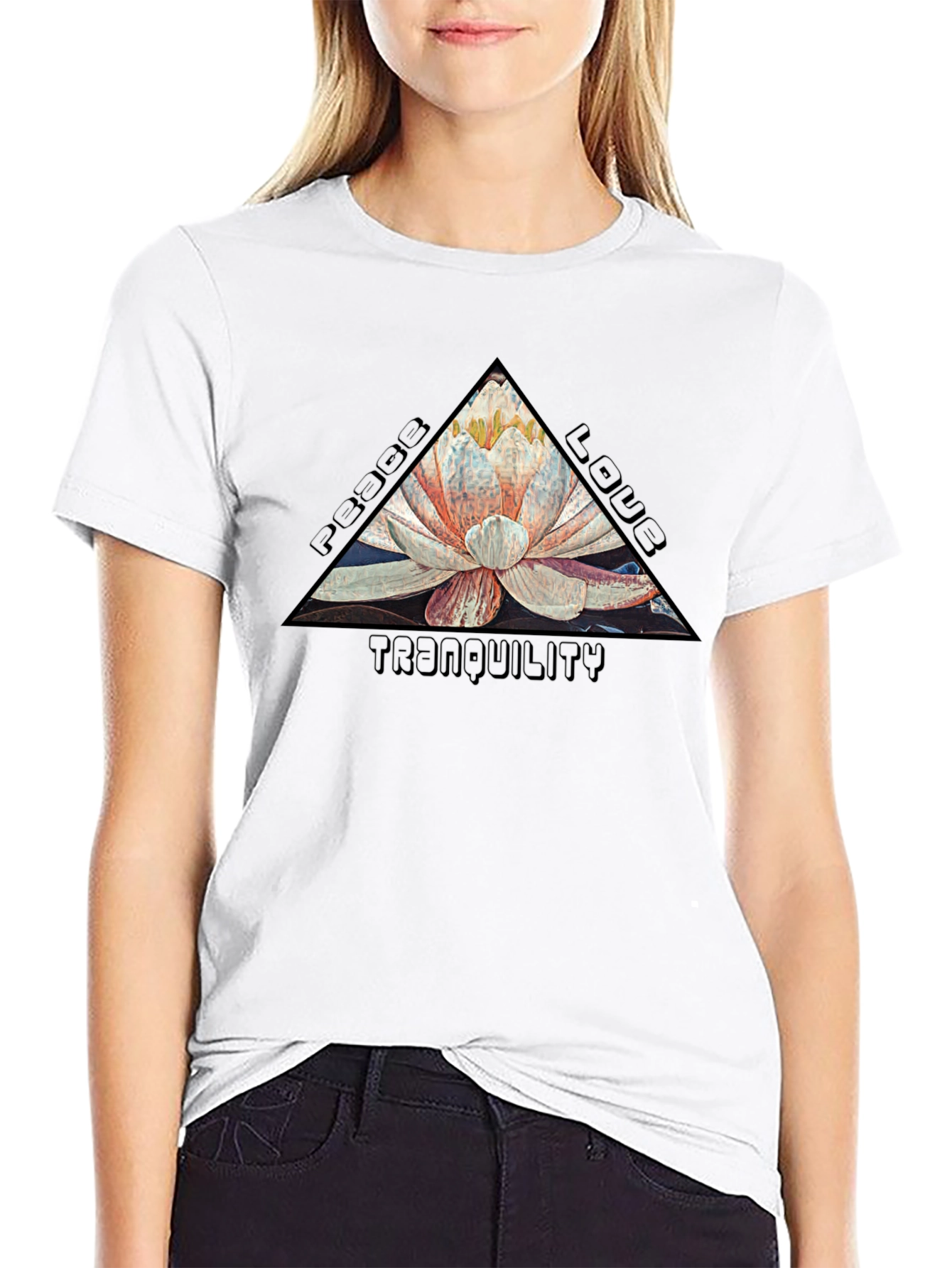 Peace Love Tranquility Lotus Flower Graphic T-Shirt