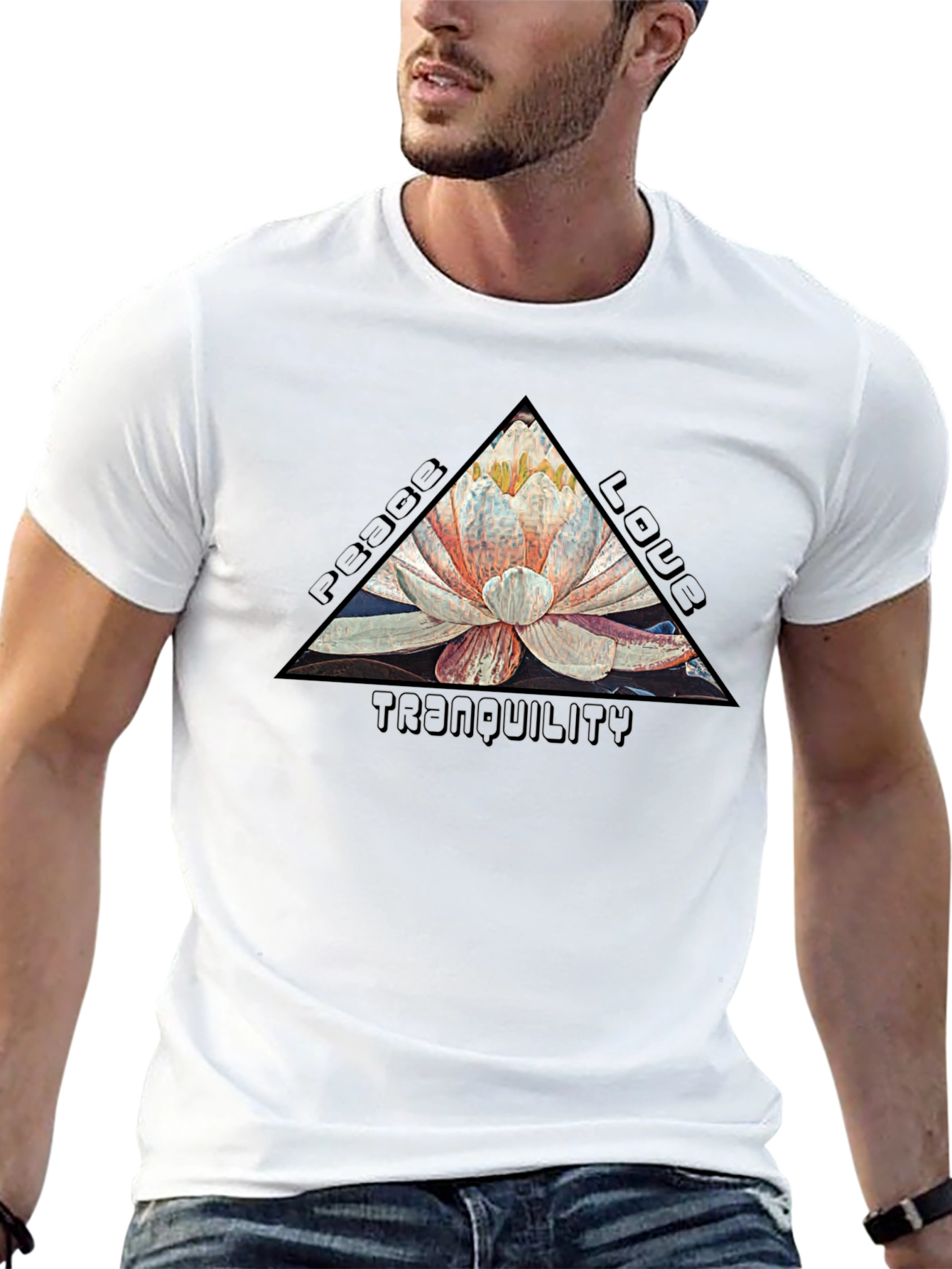 Peace Love Tranquility Lotus Flower Graphic T-Shirt