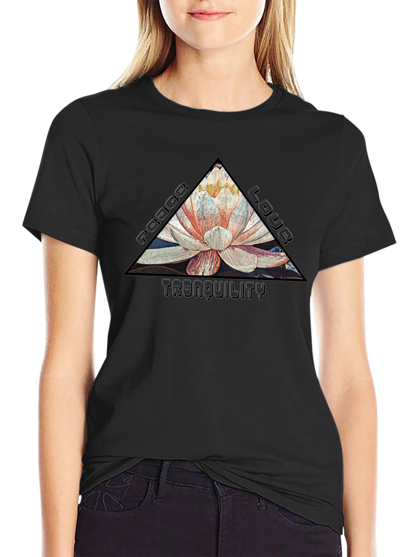 Peace Love Tranquility Lotus Flower Graphic T-Shirt