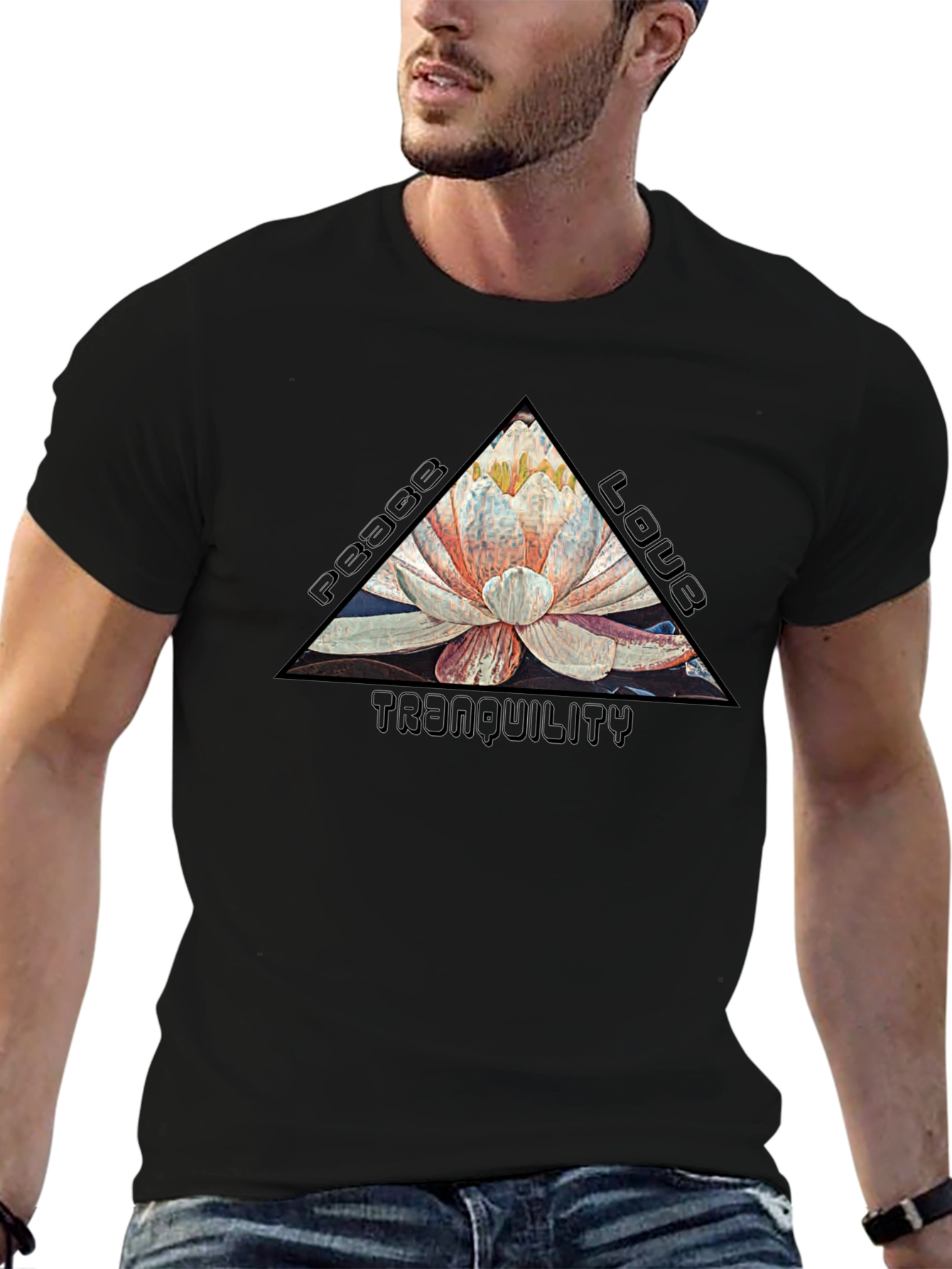 Peace Love Tranquility Lotus Flower Graphic T-Shirt