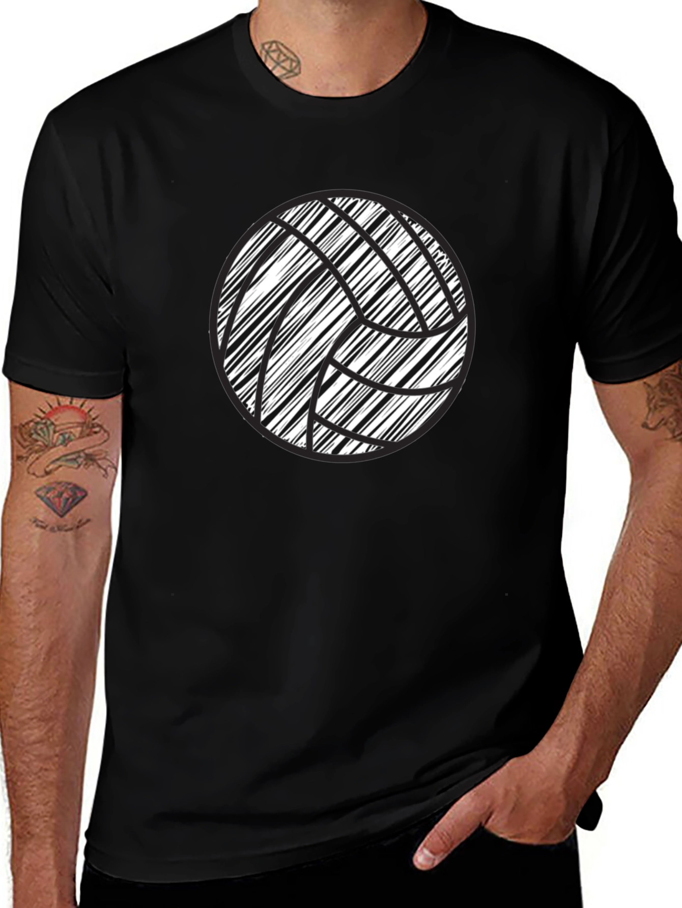 Volleyball Graphic Tee - Black Cotton Comfort