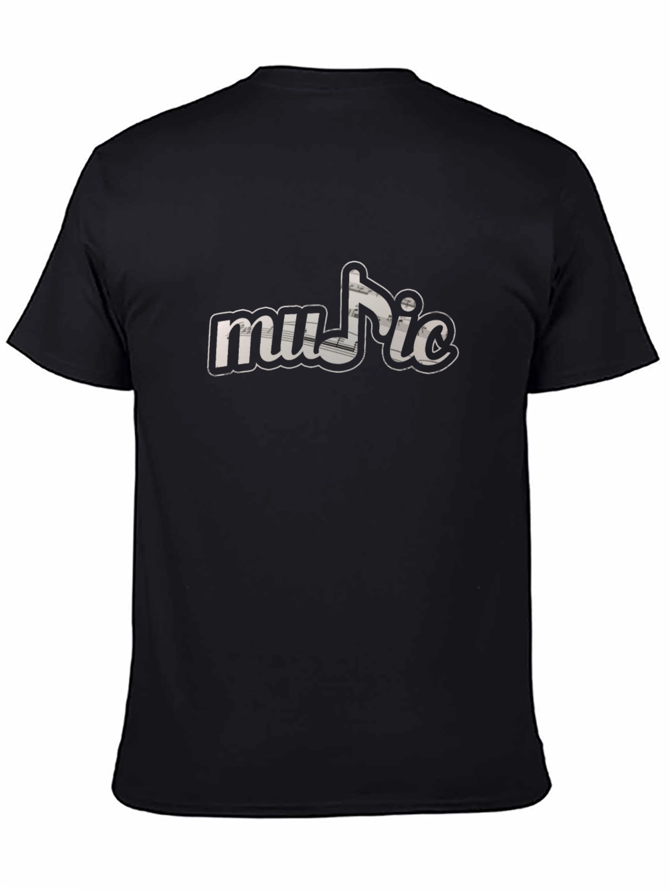 Music Note Graphic T-Shirt - Black