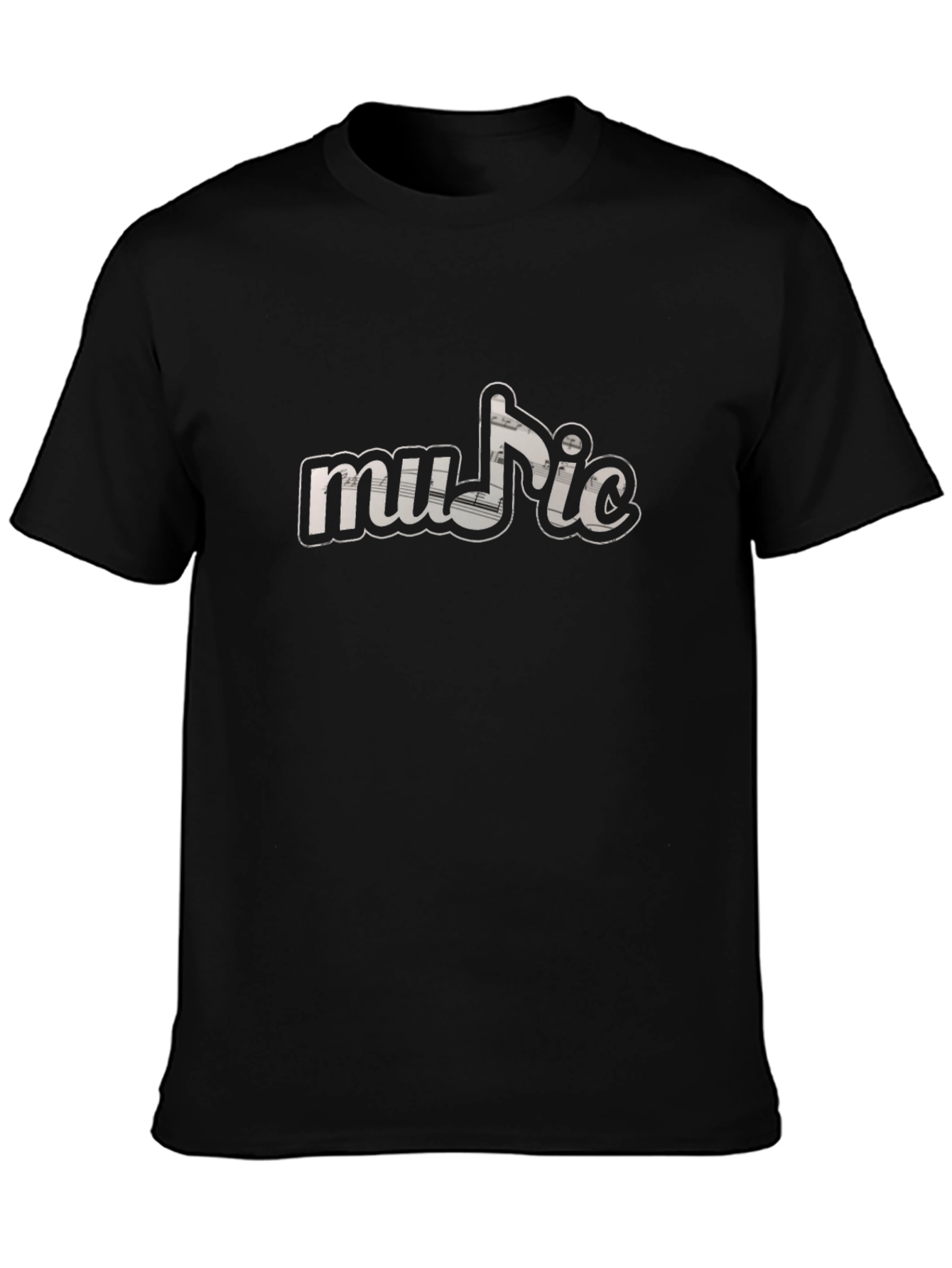 Music Note Graphic T-Shirt - Black
