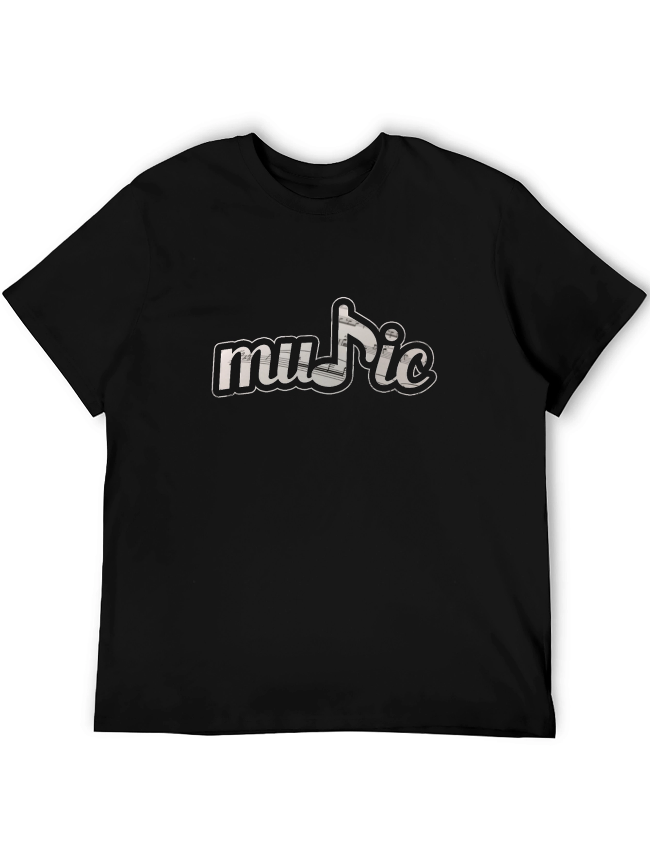 Music Note Graphic T-Shirt - Black