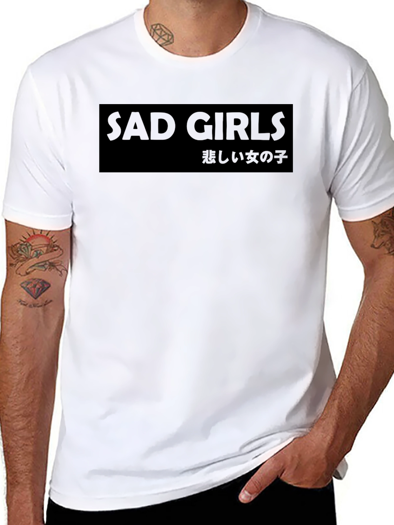 Sad Girls Graphic Print Black T-Shirt