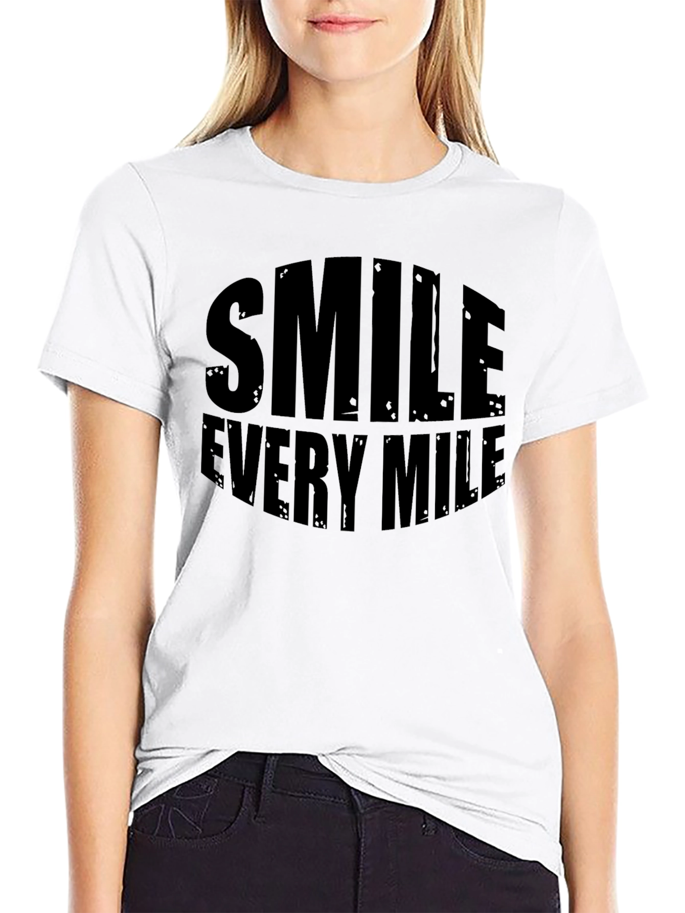Smile Every Mile Black Graphic T-Shirt