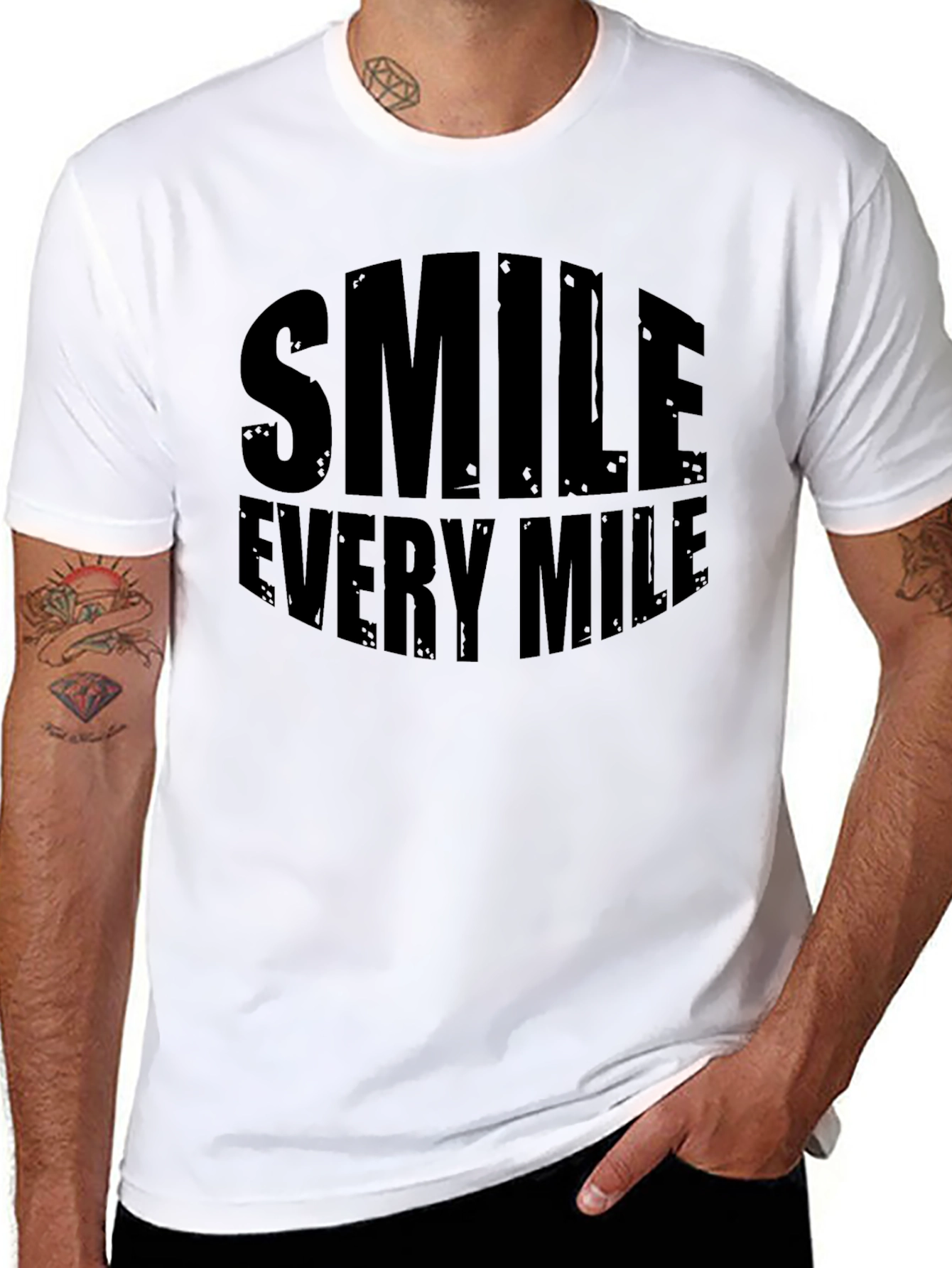 Smile Every Mile Black Graphic T-Shirt