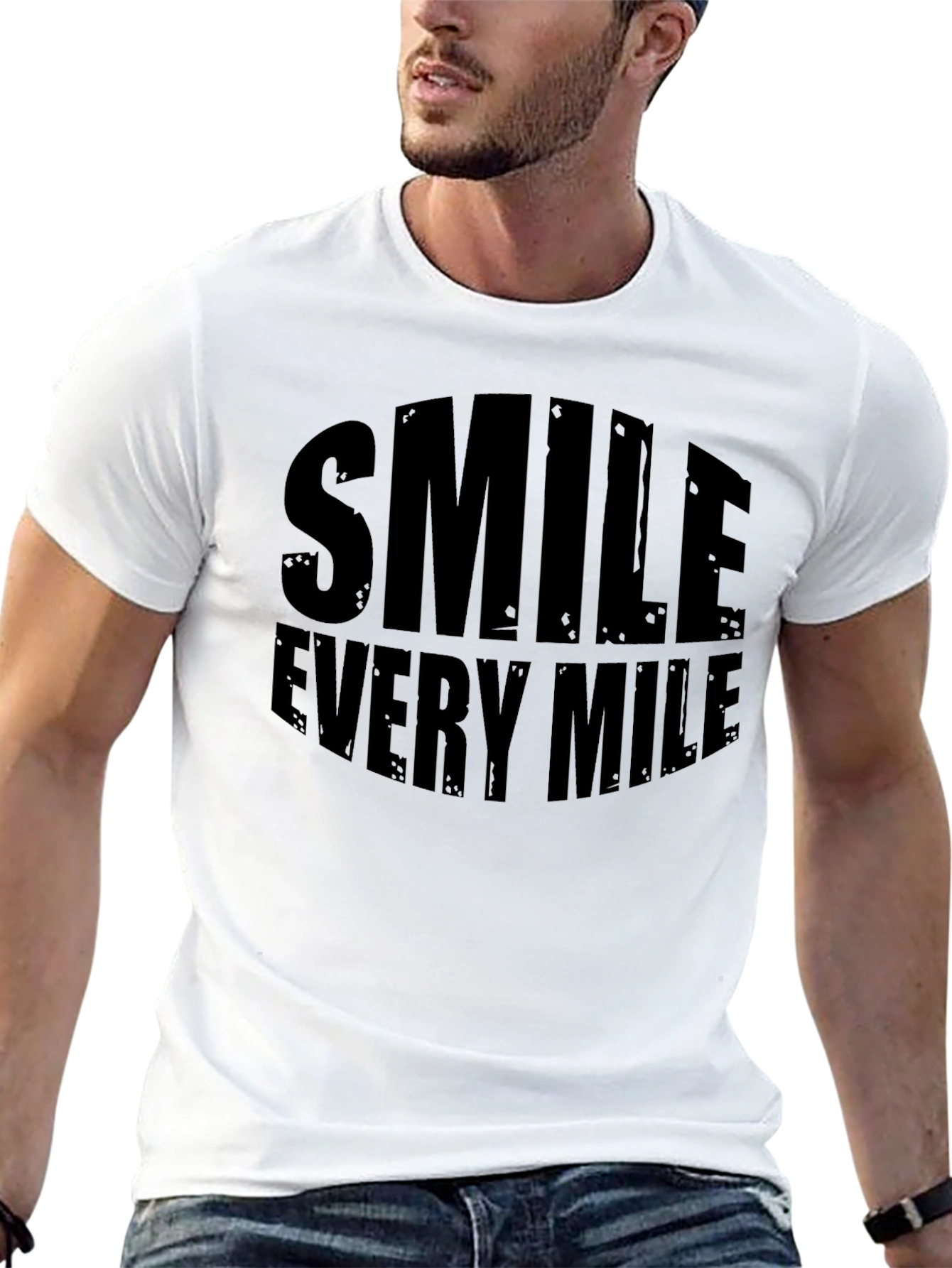Smile Every Mile Black Graphic T-Shirt