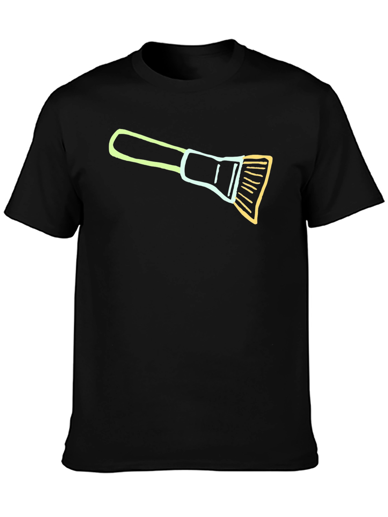 Artistic Brush Graphic Tee - Black Casual Cotton T-Shirt