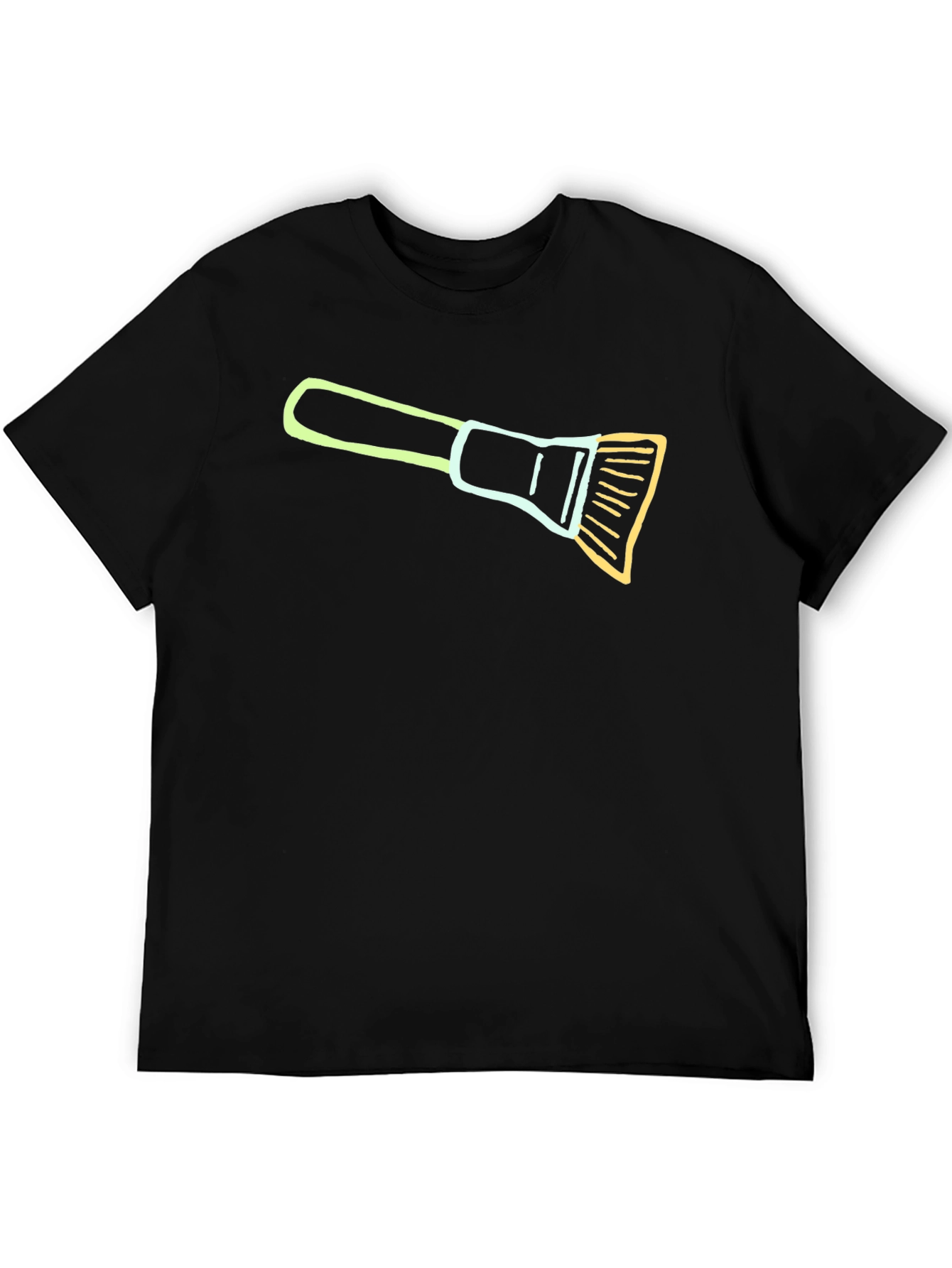 Artistic Brush Graphic Tee - Black Casual Cotton T-Shirt