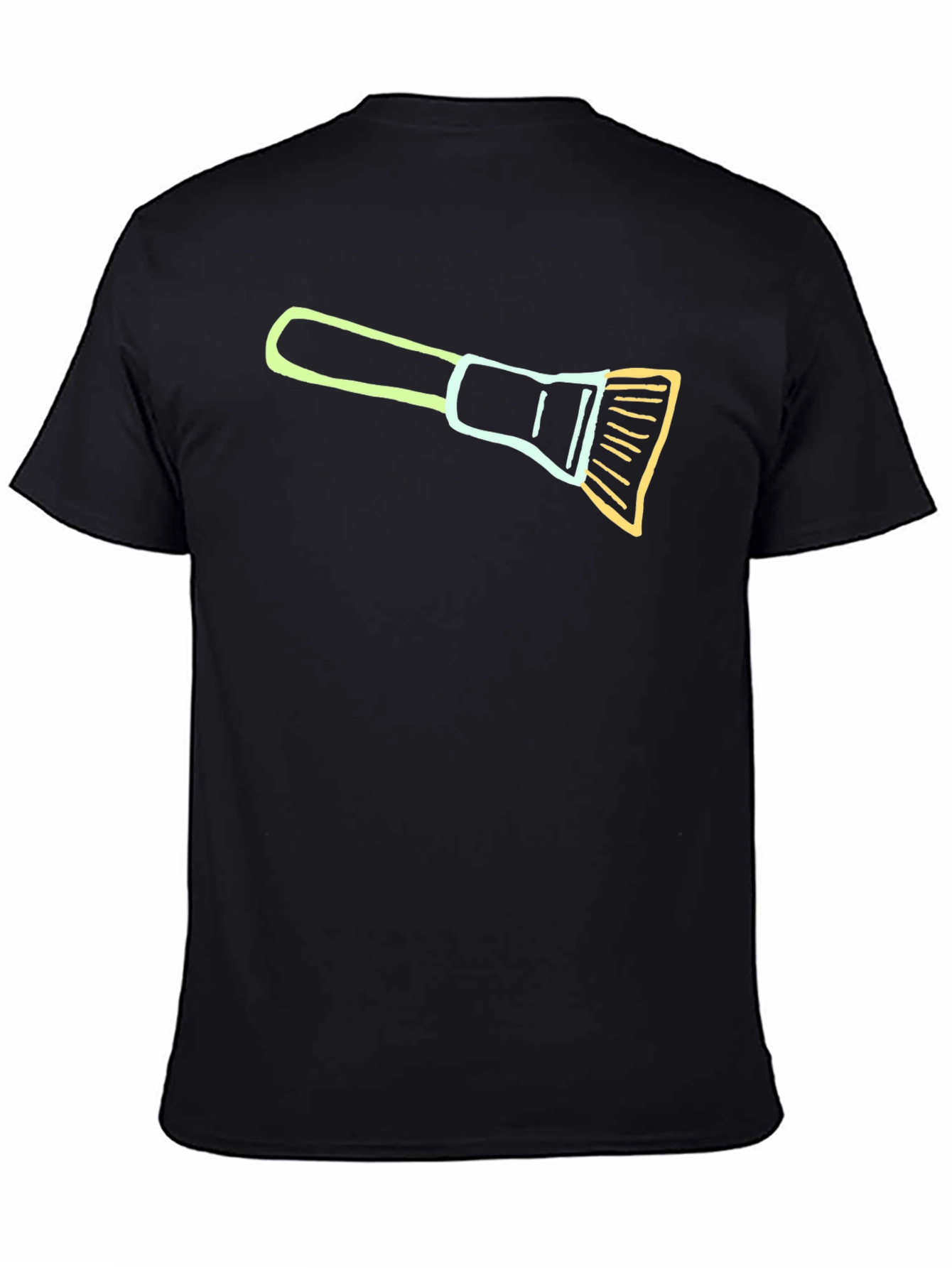 Artistic Brush Graphic Tee - Black Casual Cotton T-Shirt