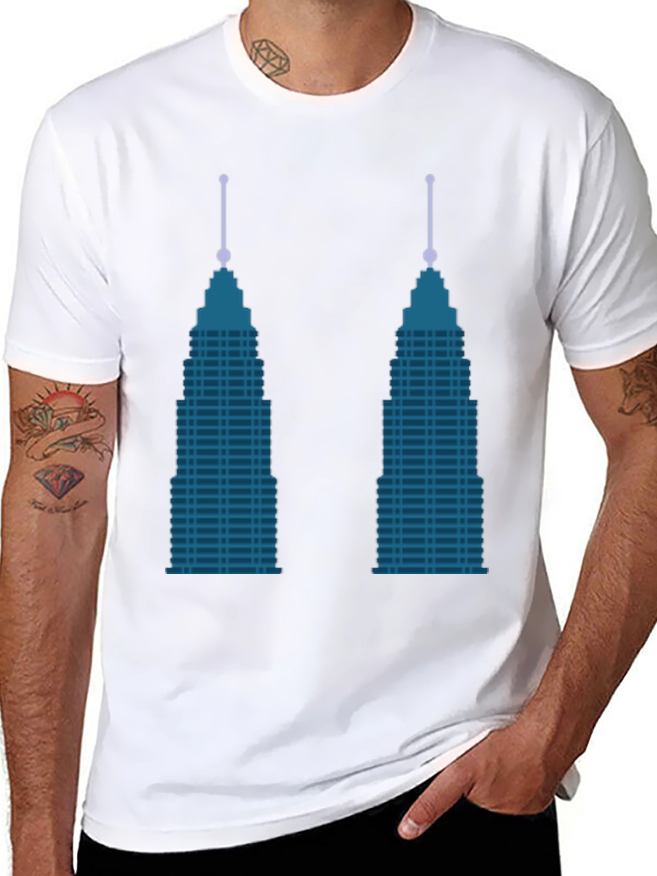 Modern Cityscape Graphic Tee - Black