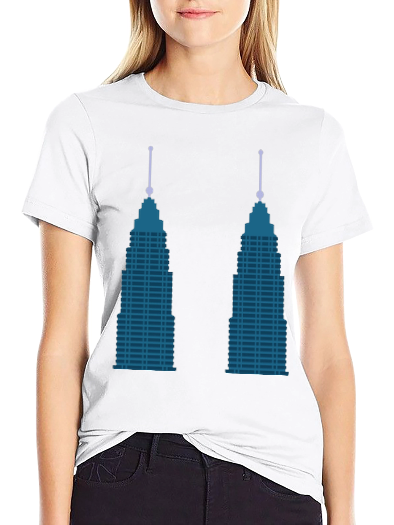 Modern Cityscape Graphic Tee - Black