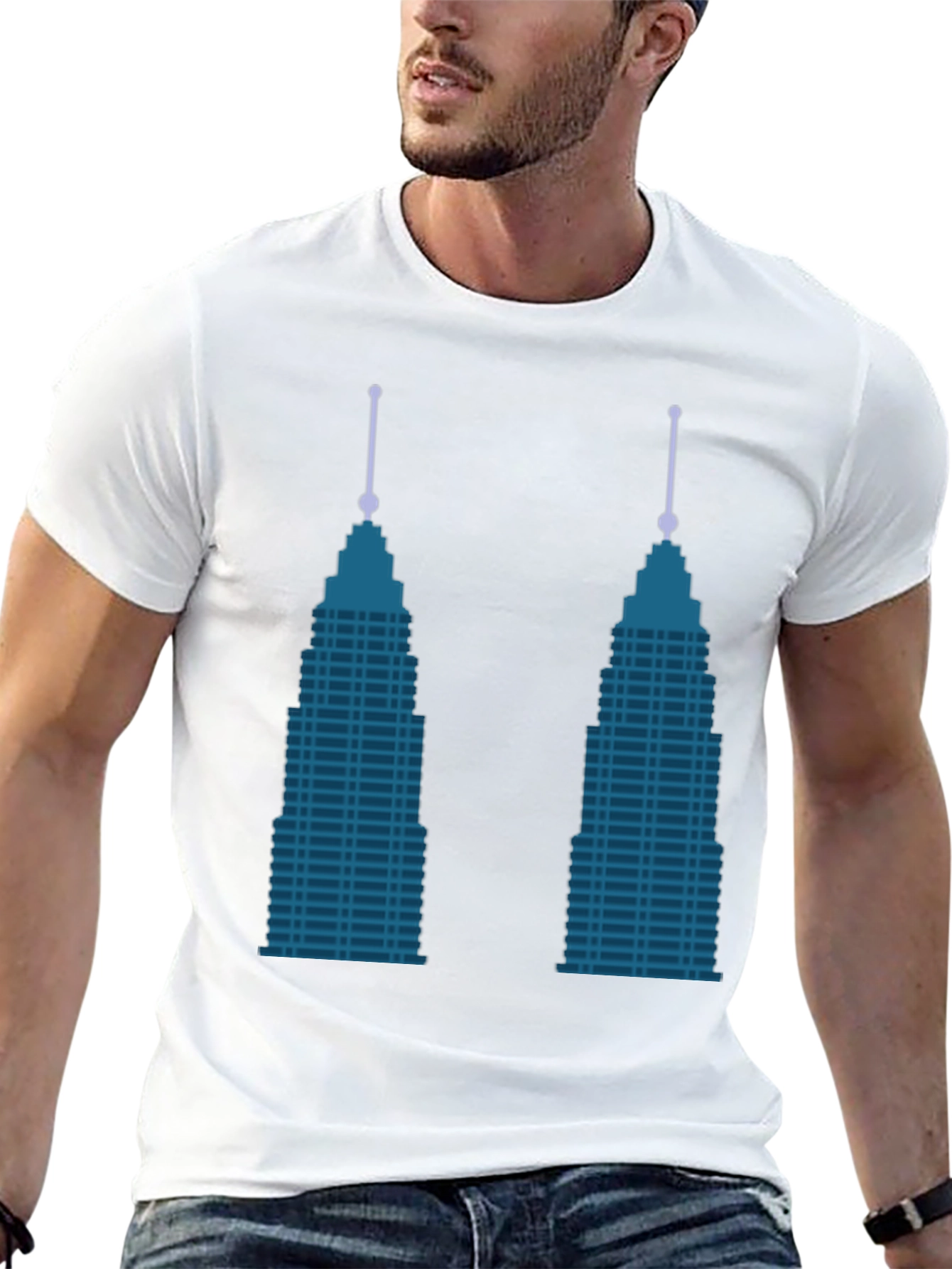 Modern Cityscape Graphic Tee - Black
