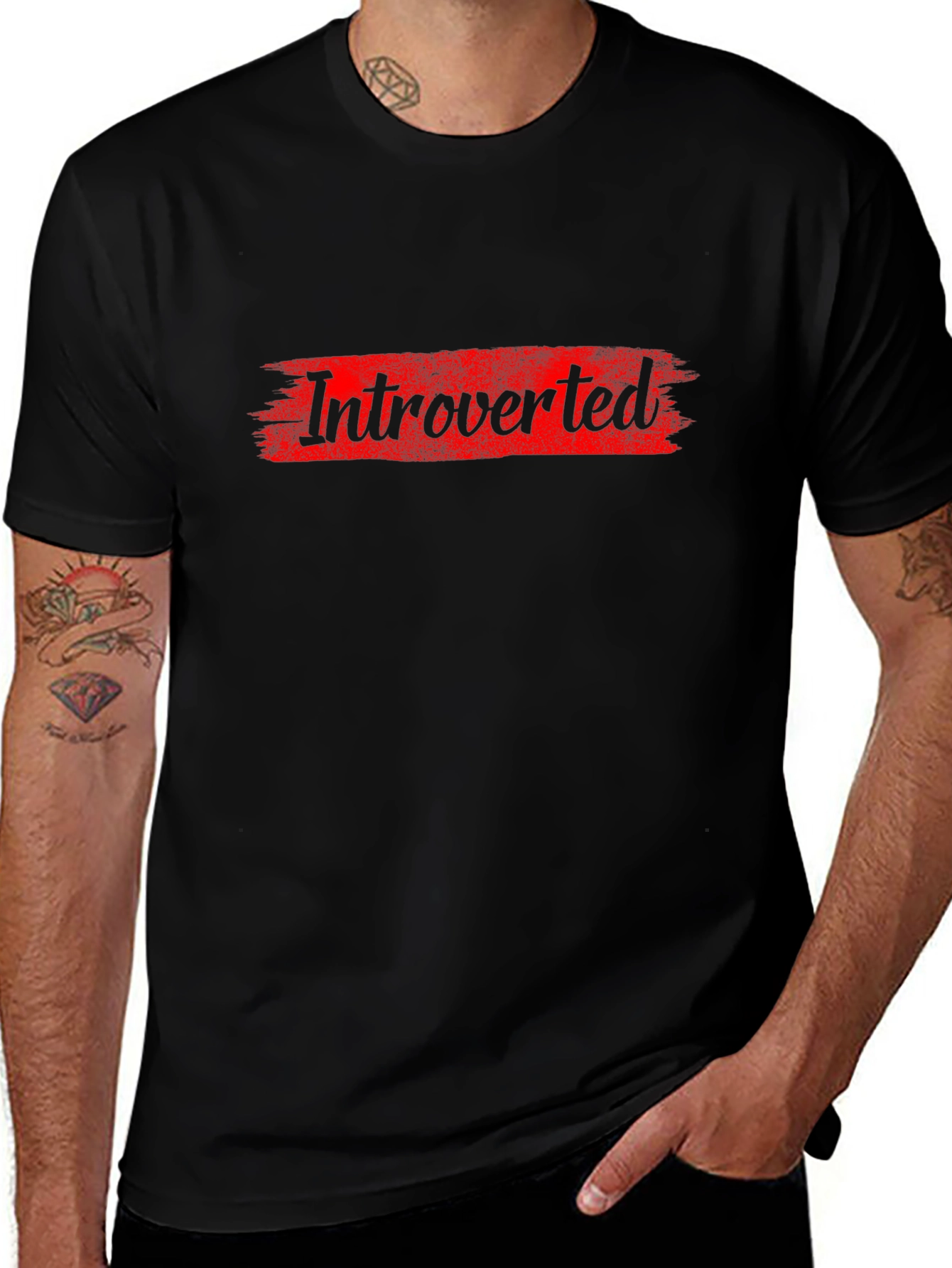 Introverted Graphic T-Shirt - Bold Red Design