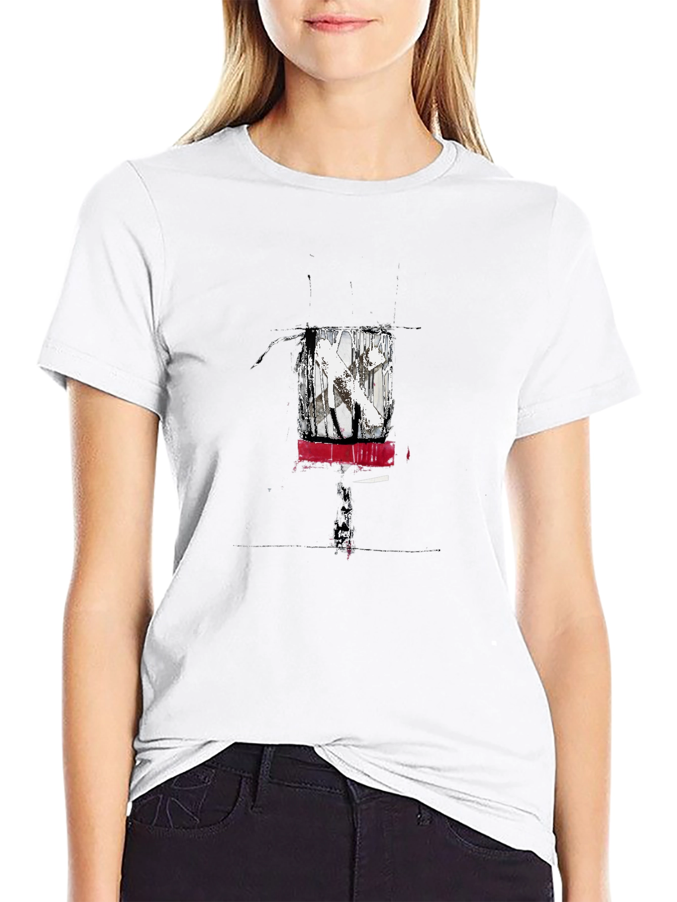 Abstract Art Graphic Tee - Black Cotton Blend