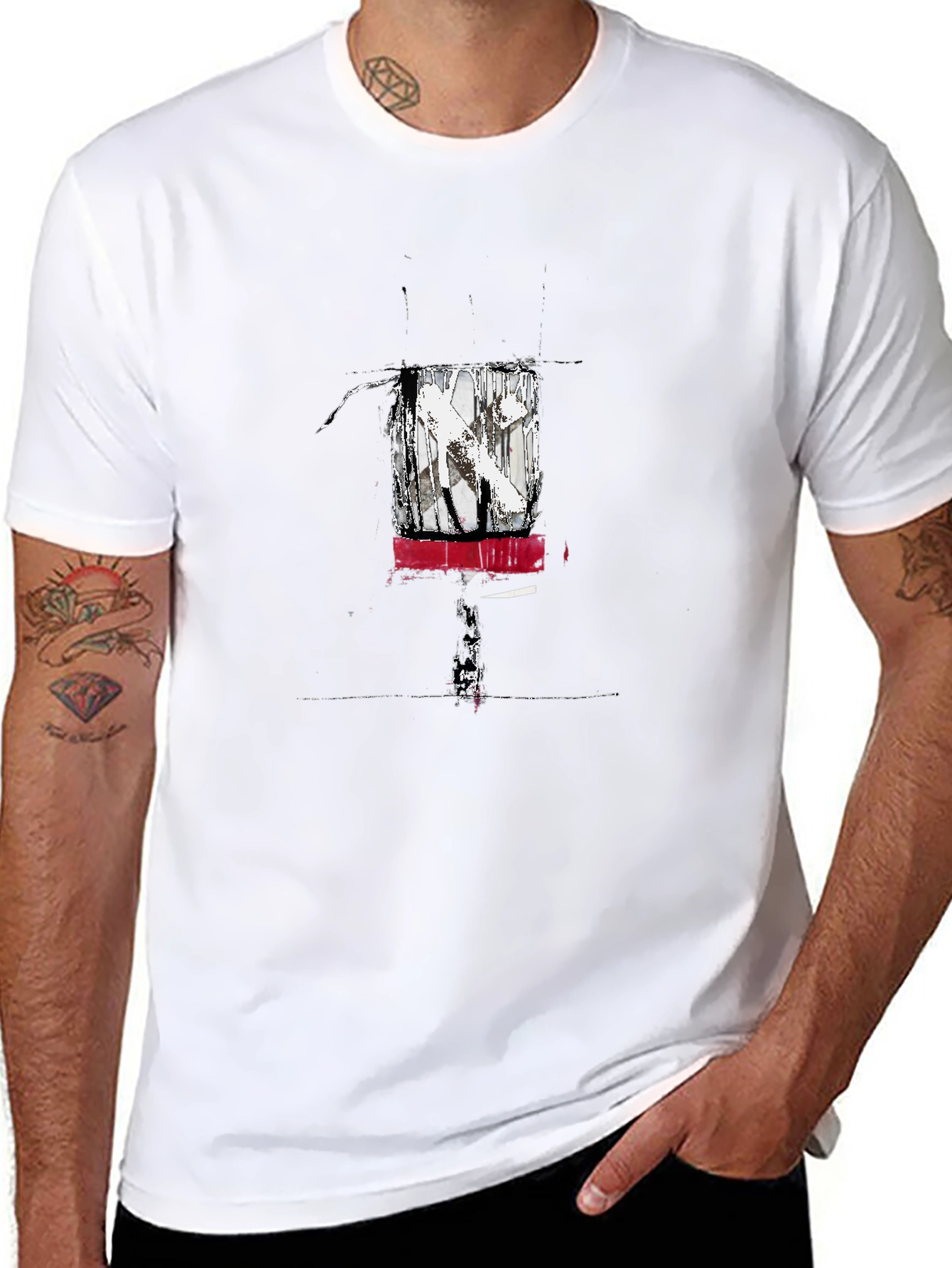 Abstract Art Graphic Tee - Black Cotton Blend